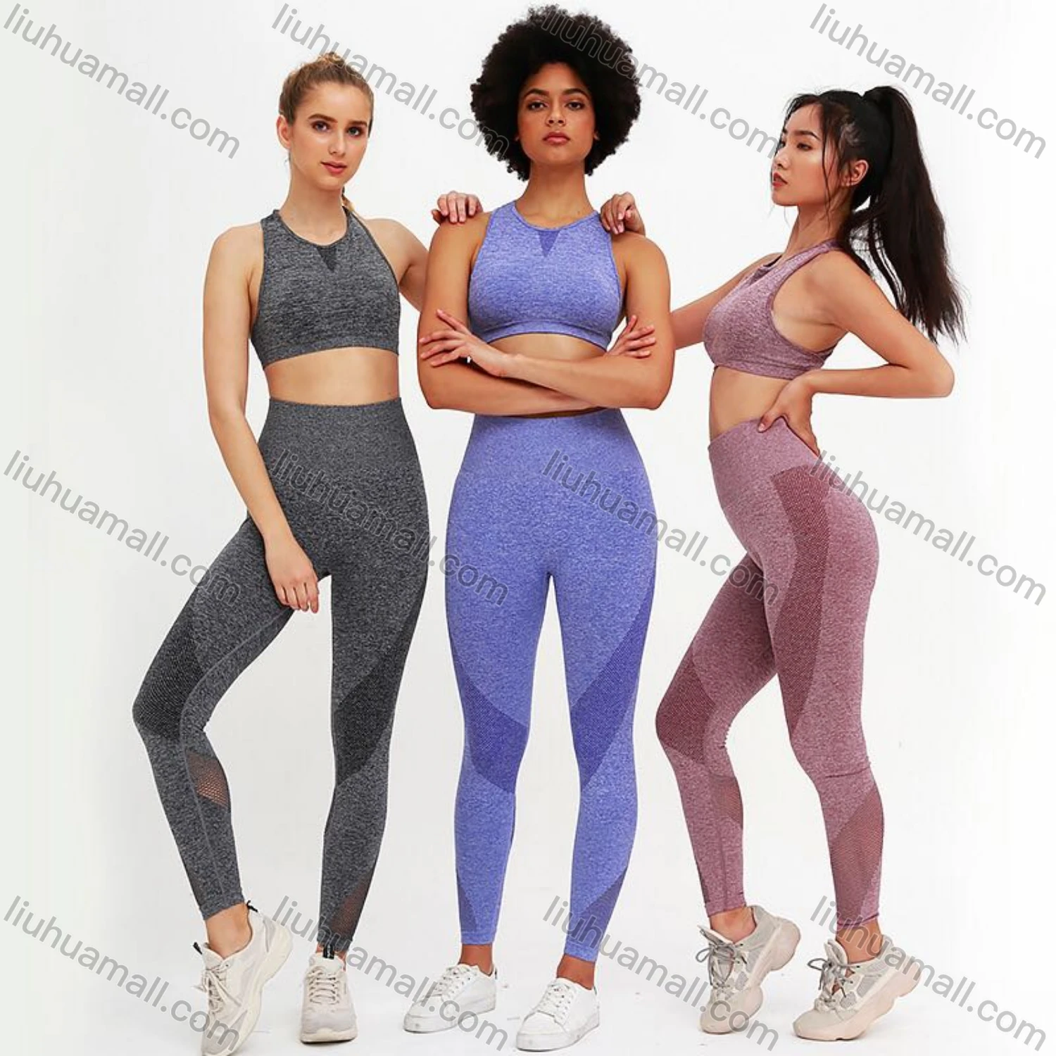 Wholesale Women's 2 Piece Workout Outfits Sports Bra Seamless Leggings Yoga Gym Activewear Set AB36# - Liuhuamall