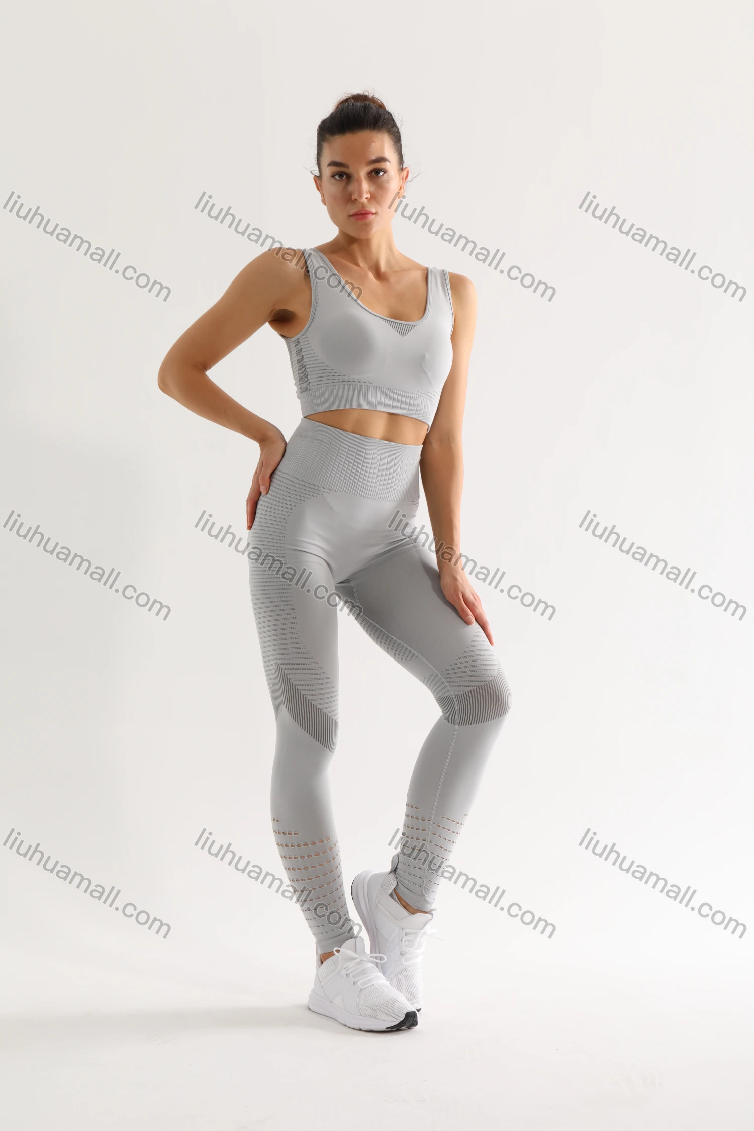 Wholesale Women's 2 Piece Workout Outfits Sports Bra Seamless Leggings Yoga Gym Activewear Set AB24# - Liuhuamall