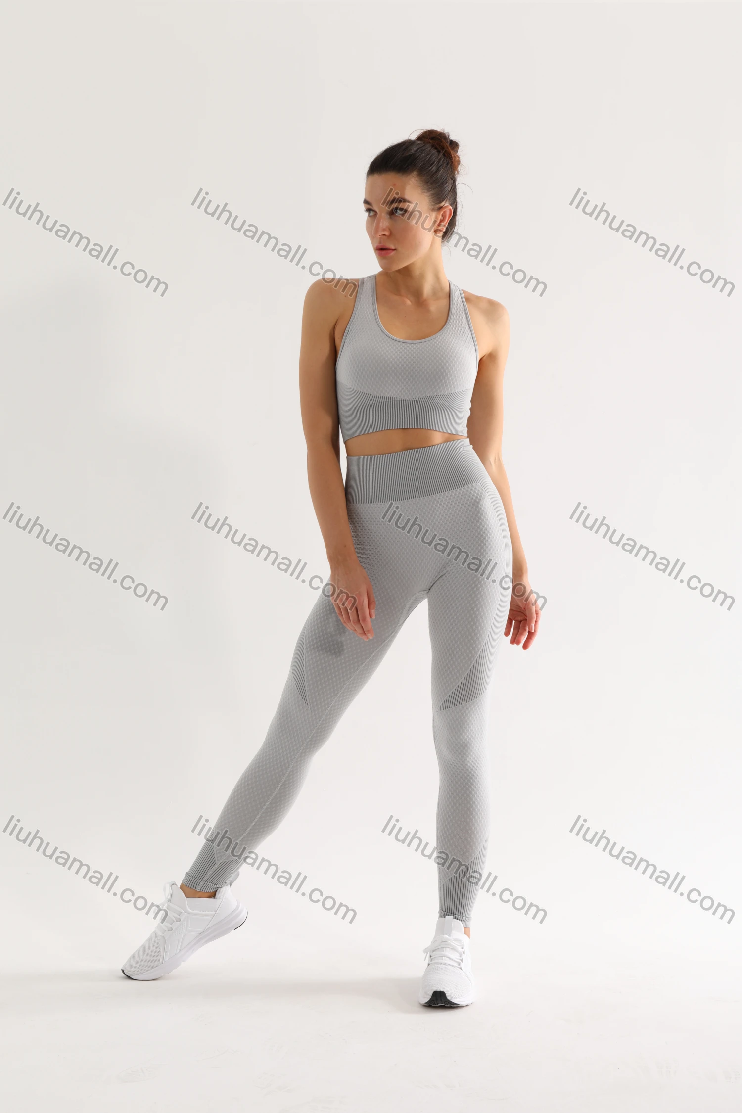 Wholesale Women's 2 Piece Colorblock Workout Outfits Sports Bra Seamless Leggings Yoga Gym Activewear Set AB31-1# - Liuhuamall