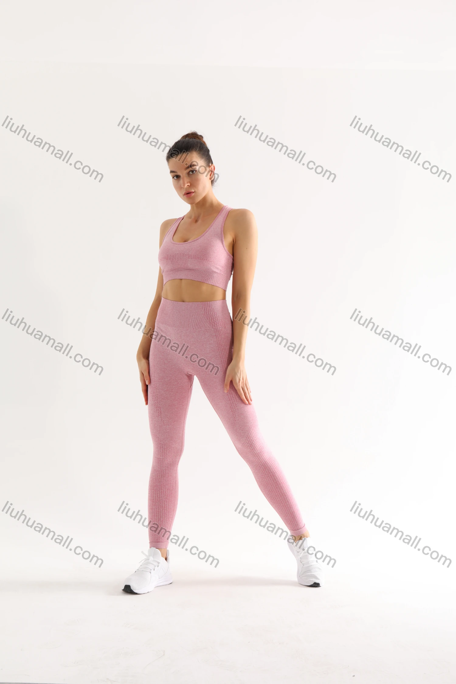 Wholesale Women's 2 Piece Colorblock Workout Outfits Sports Bra Seamless Leggings Yoga Gym Activewear Set AB58-3# - Liuhuamall