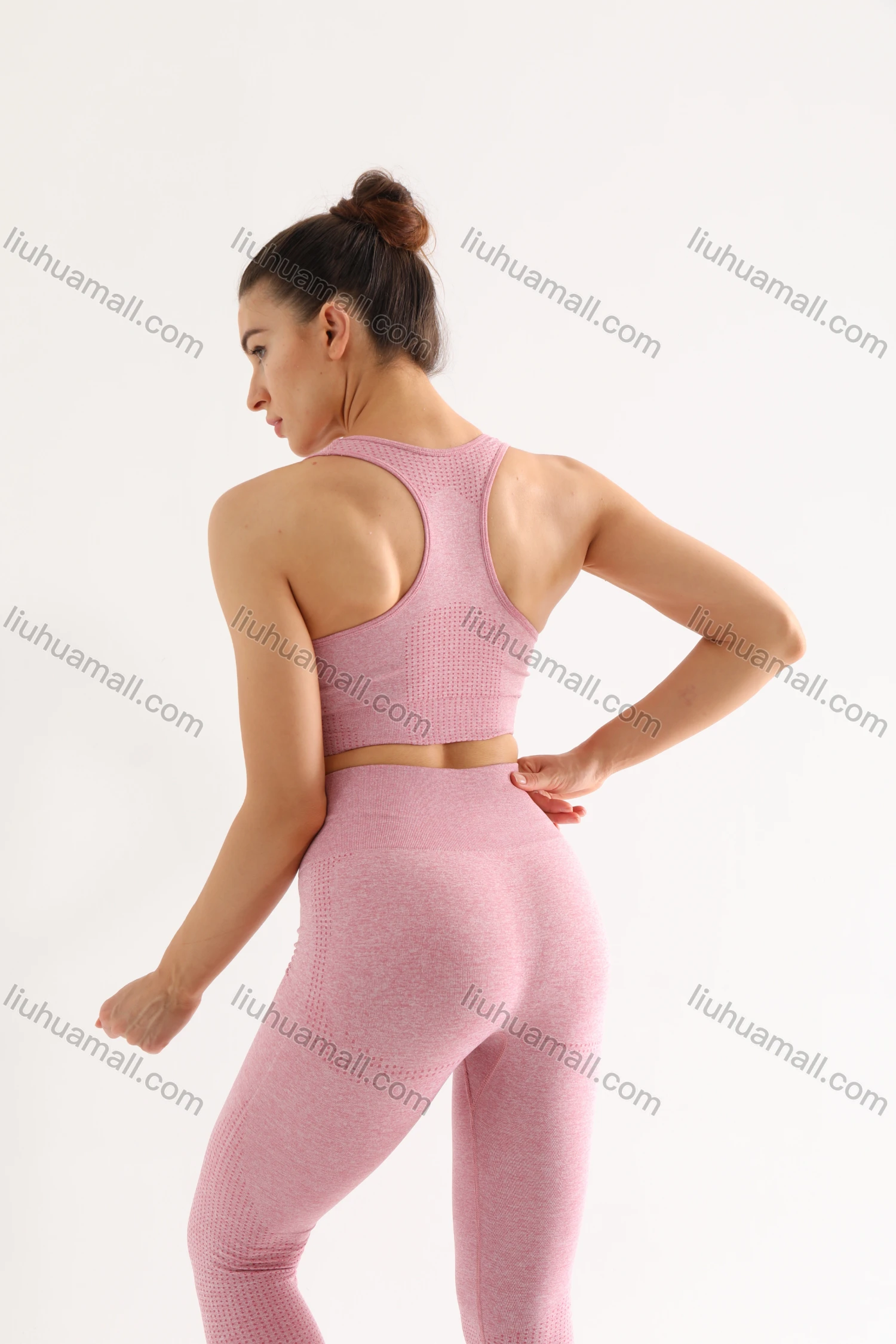 Wholesale Women's 2 Piece Colorblock Workout Outfits Sports Bra Seamless Leggings Yoga Gym Activewear Set AB58-3# - Liuhuamall