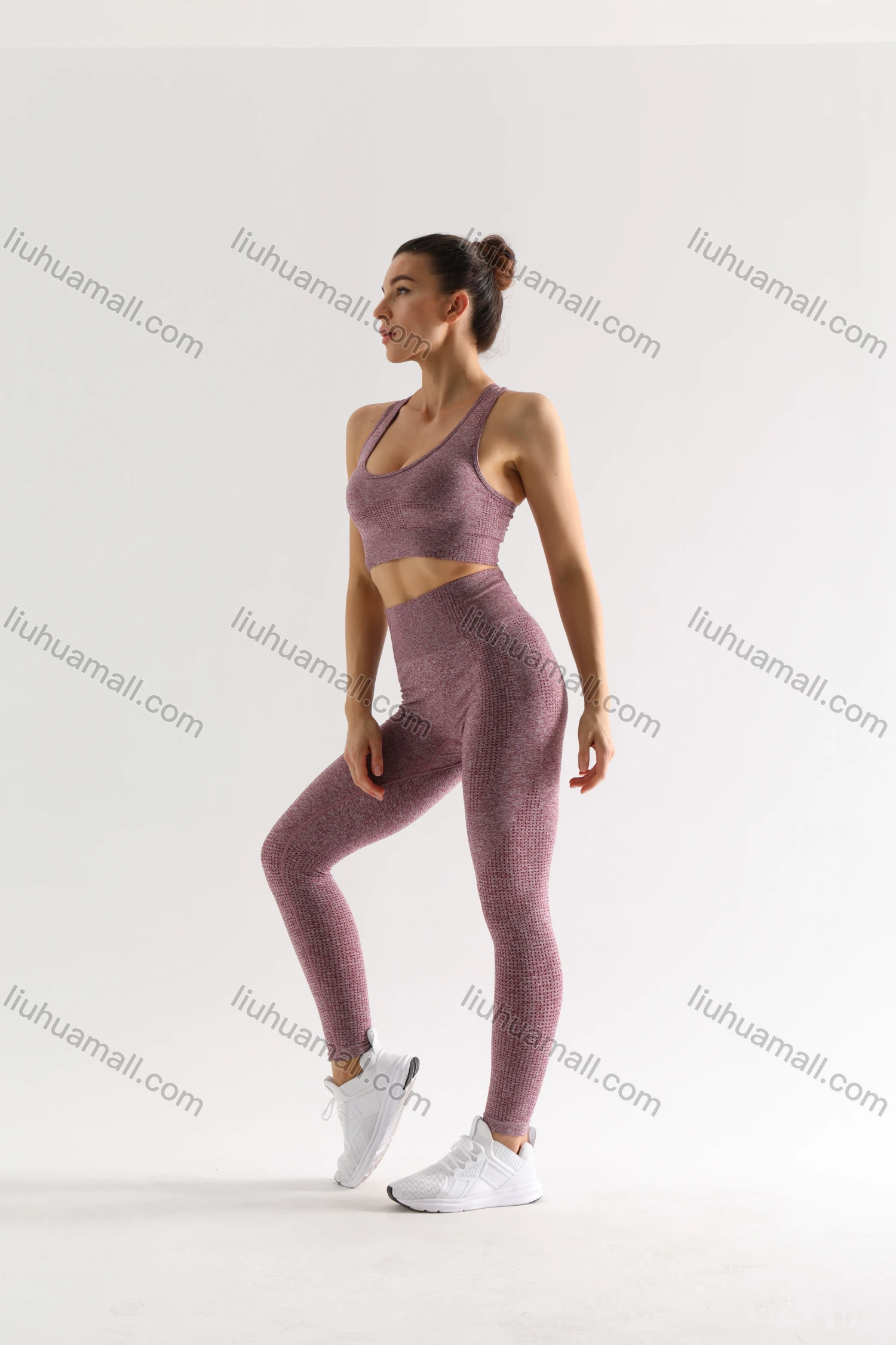 Wholesale Women's 2 Piece Colorblock Workout Outfits Sports Bra Seamless Leggings Yoga Gym Activewear Set AB58-3# - Liuhuamall