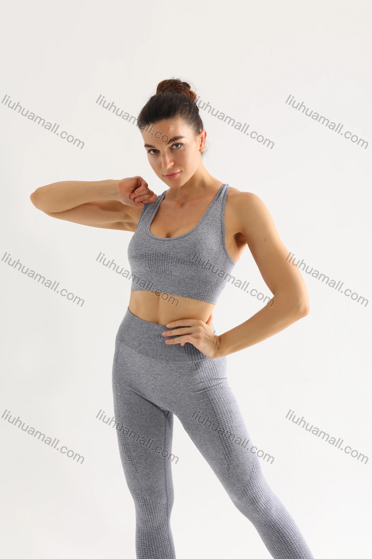 Wholesale Women's 2 Piece Colorblock Workout Outfits Sports Bra Seamless Leggings Yoga Gym Activewear Set AB58-3# - Liuhuamall