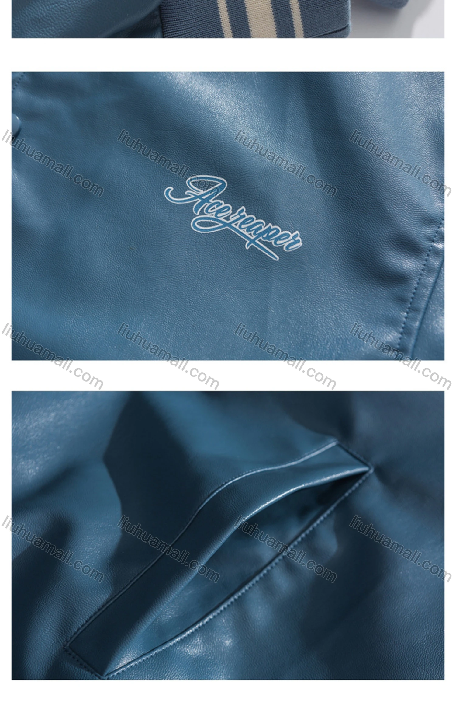 Wholesale Men's PU Leather Baseball Jacket - Liuhuamall