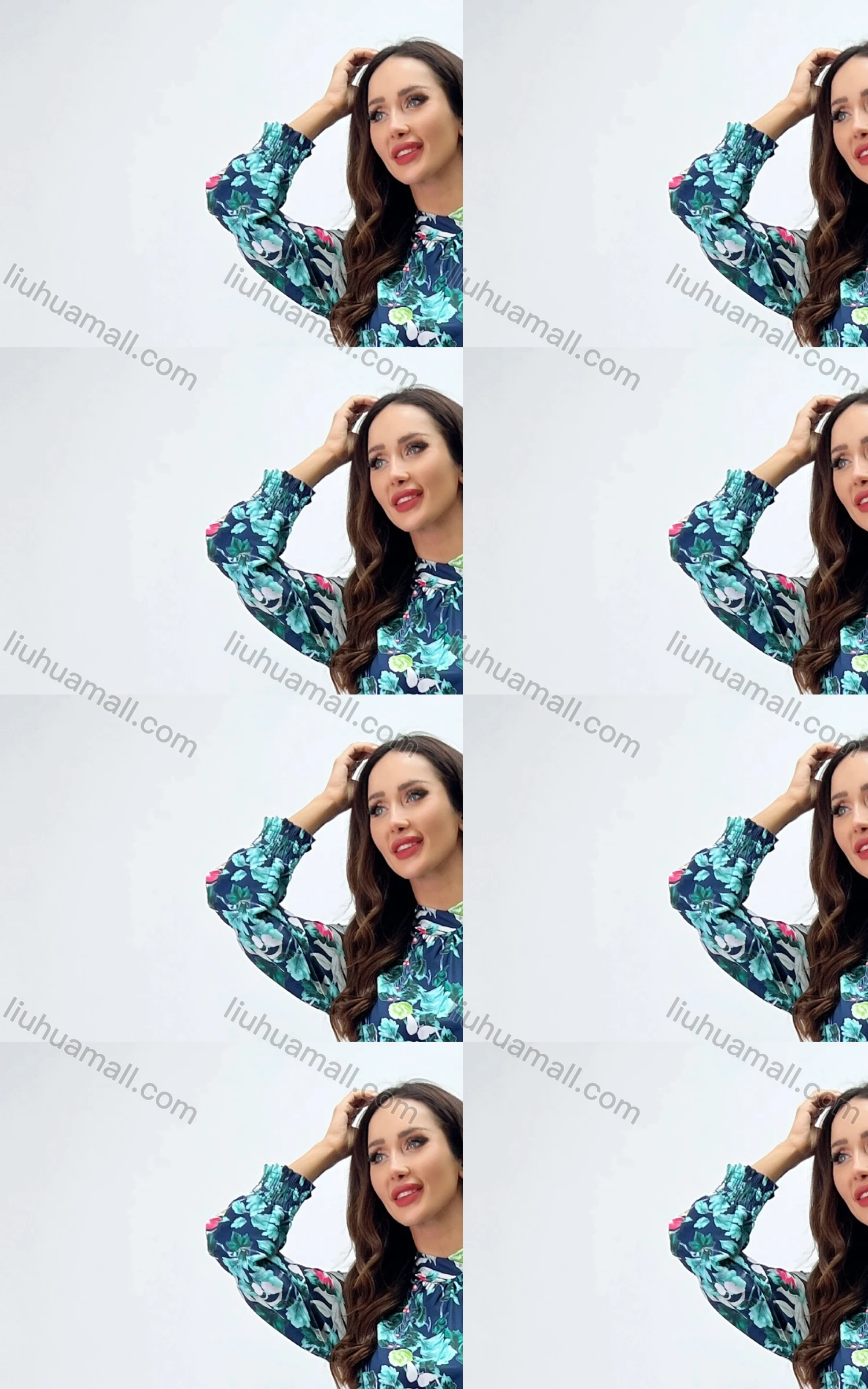 Wholesale Women's Elegant Mock Neck Bishop Sleeve Allover Floral Print Baroque Maxi Dress With Belt - Liuhuamall