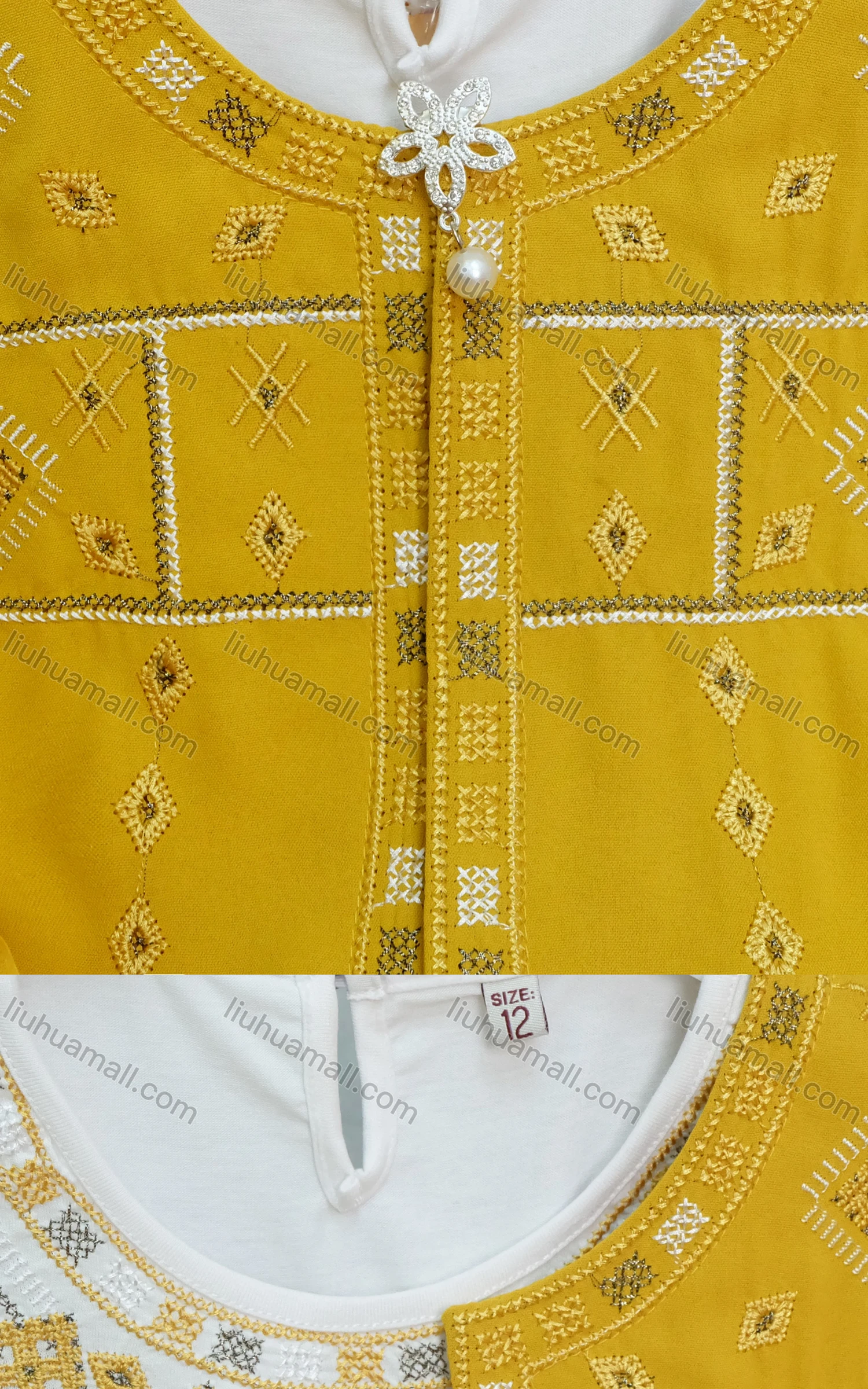 Wholesale Girl's Casual Round-Neck Bowknot Peasant Sleeve Cutout Embroidery Top - Liuhuamall