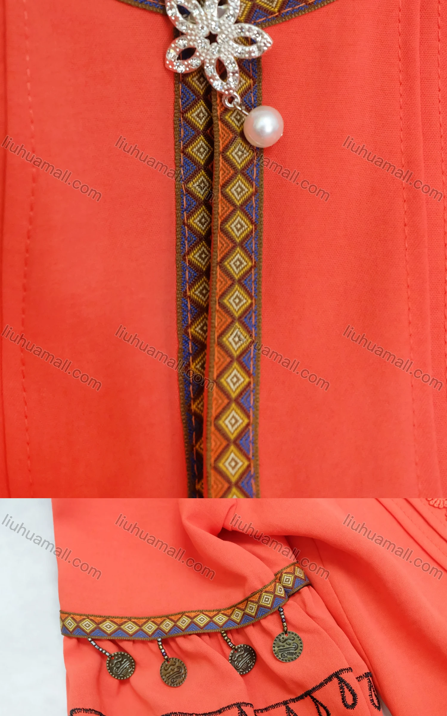 Wholesale Girl's Cute Round Neck Peasant Sleeve Embroidery Top - Liuhuamall