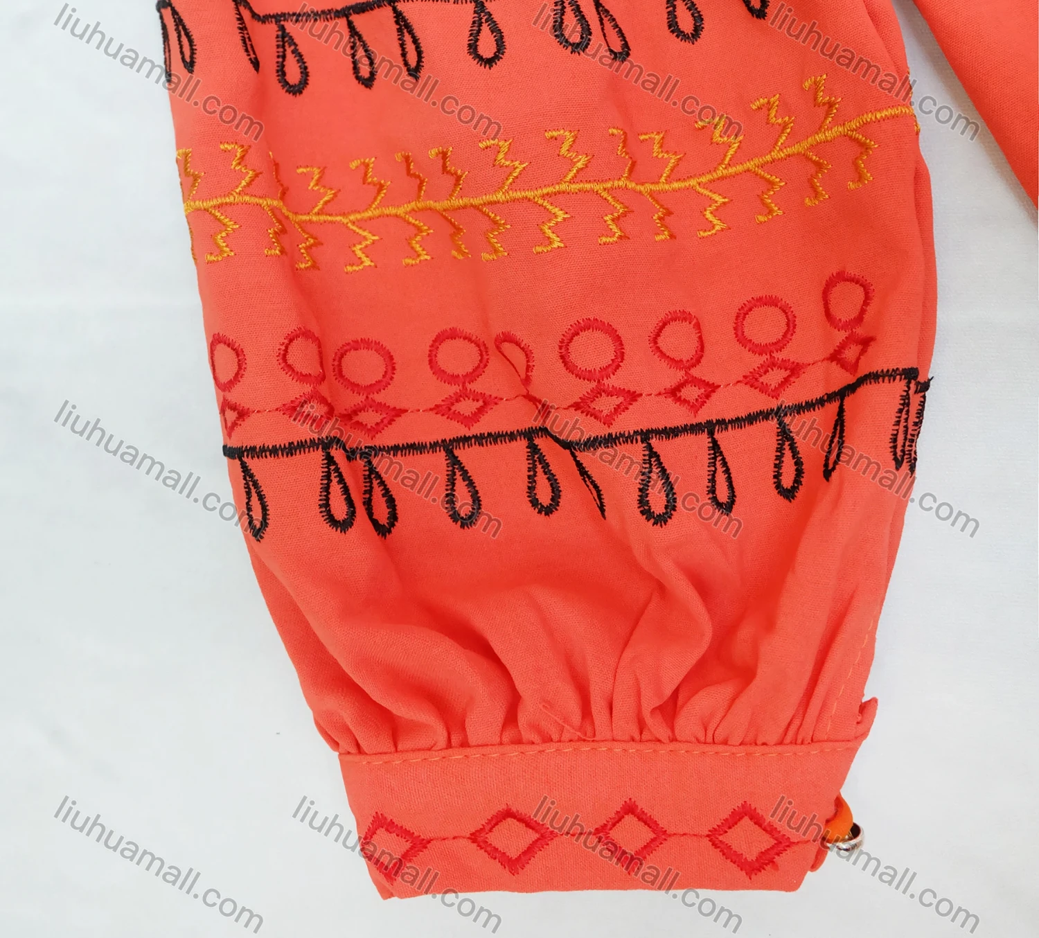 Wholesale Girl's Cute Round Neck Peasant Sleeve Embroidery Top - Liuhuamall