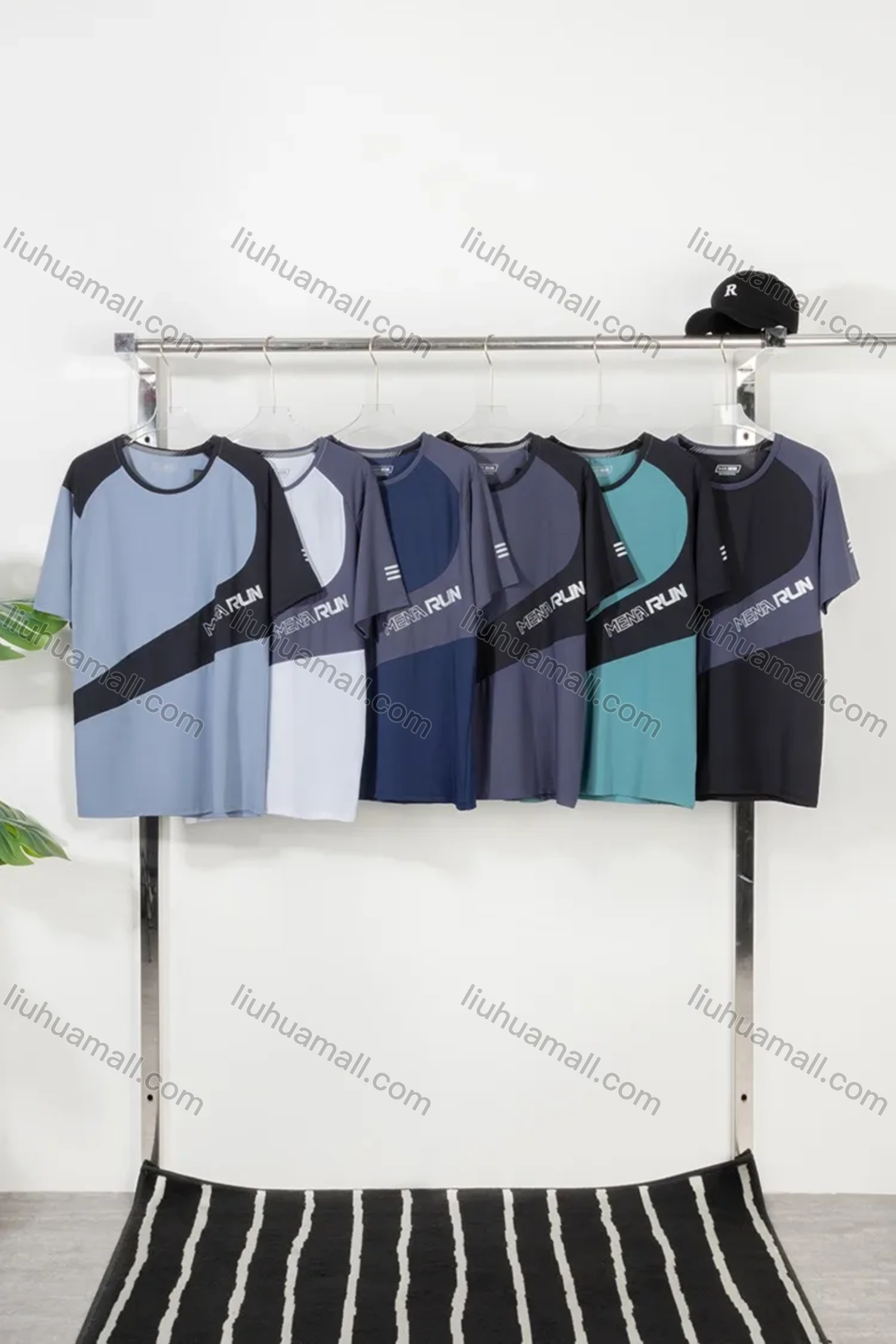 Wholesale Men's Athletic Short Sleeve Colorblock Running T-shirts - Liuhuamall