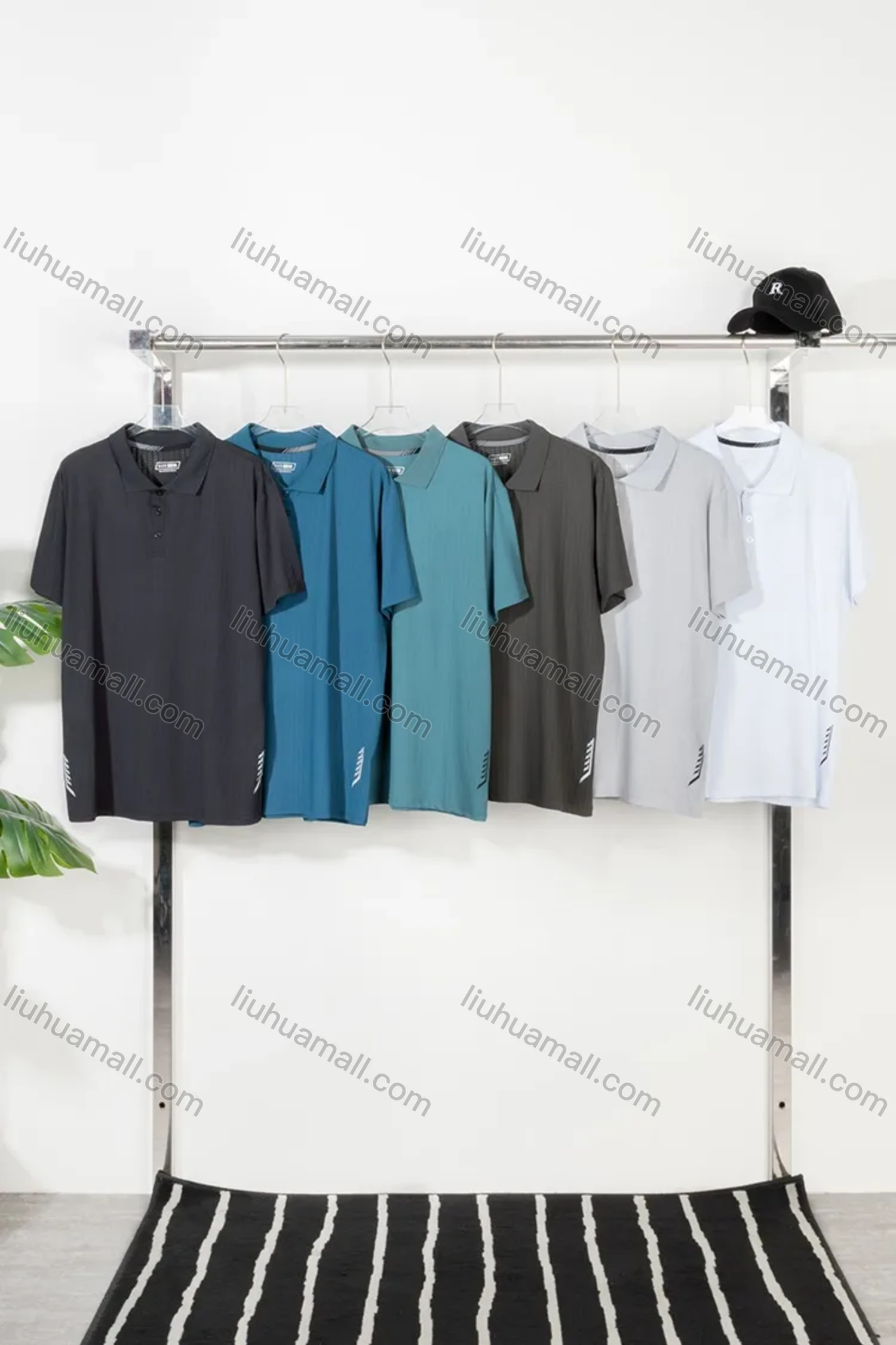 Wholesale Men's Casual Short Sleeve Button Front Plain Polo Shirts - Liuhuamall