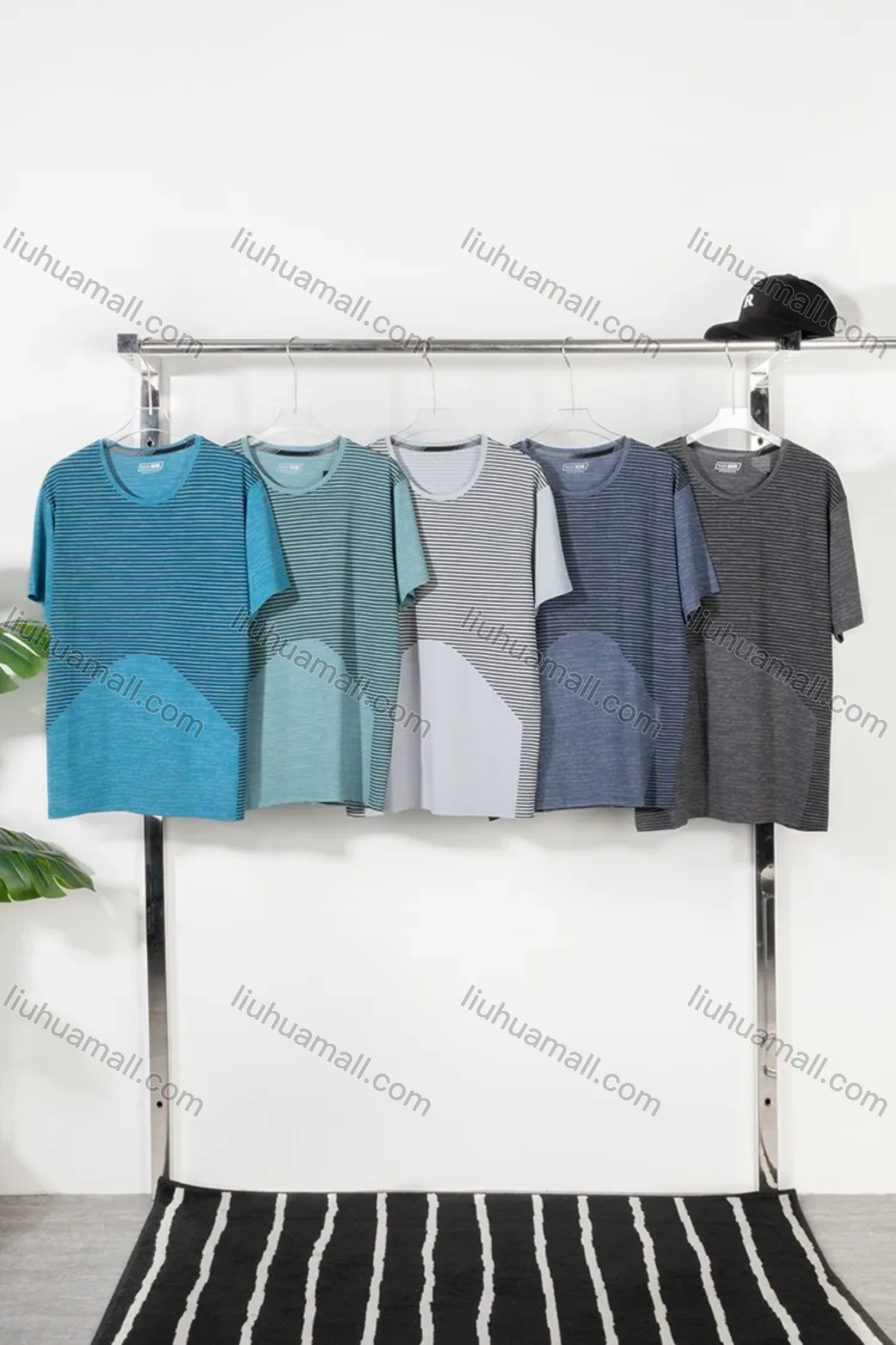 Wholesale Men's Athletic Short Sleeve Striped Running T-shirts - Liuhuamall