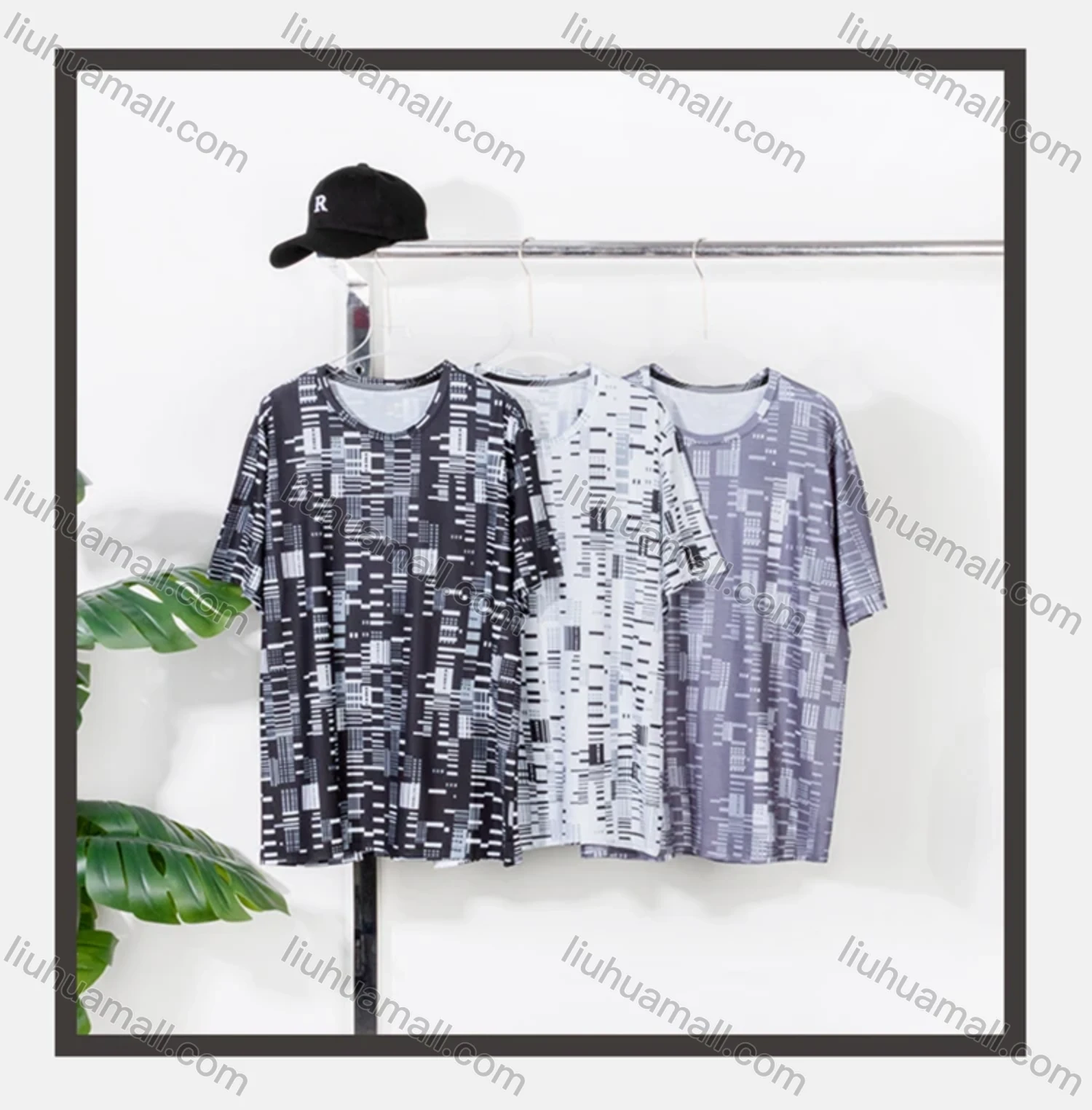 Wholesale Men's Casual Crew Neck Short Sleeve Allover Print T-shirts - Liuhuamall