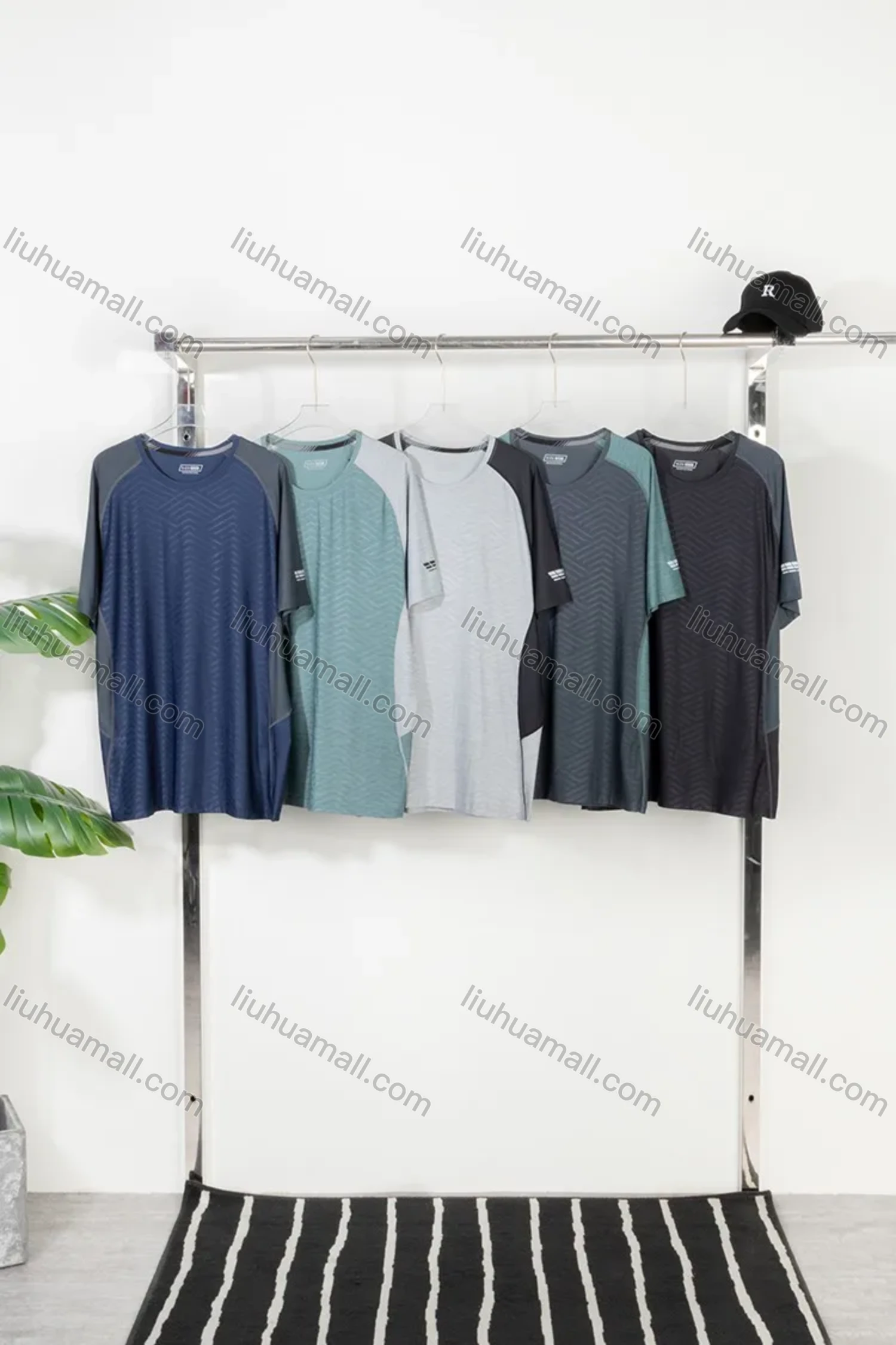 Wholesale Men's Athletic Short Sleeve Colorblock Running T-shirts - Liuhuamall