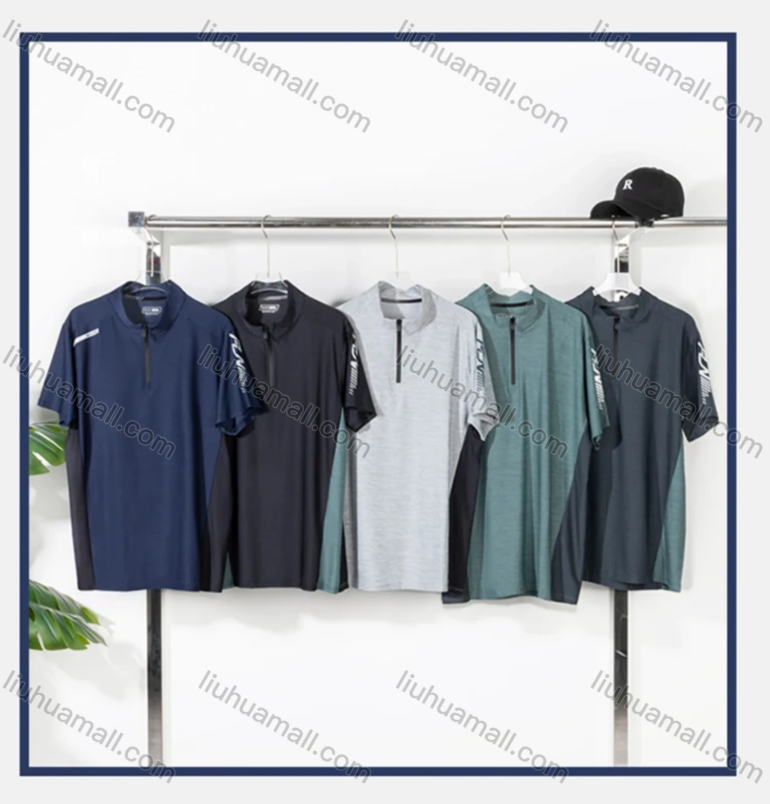 Wholesale Men's Athletic Stand Collar Short Sleeve Quarter Zipper Running Tops - Liuhuamall