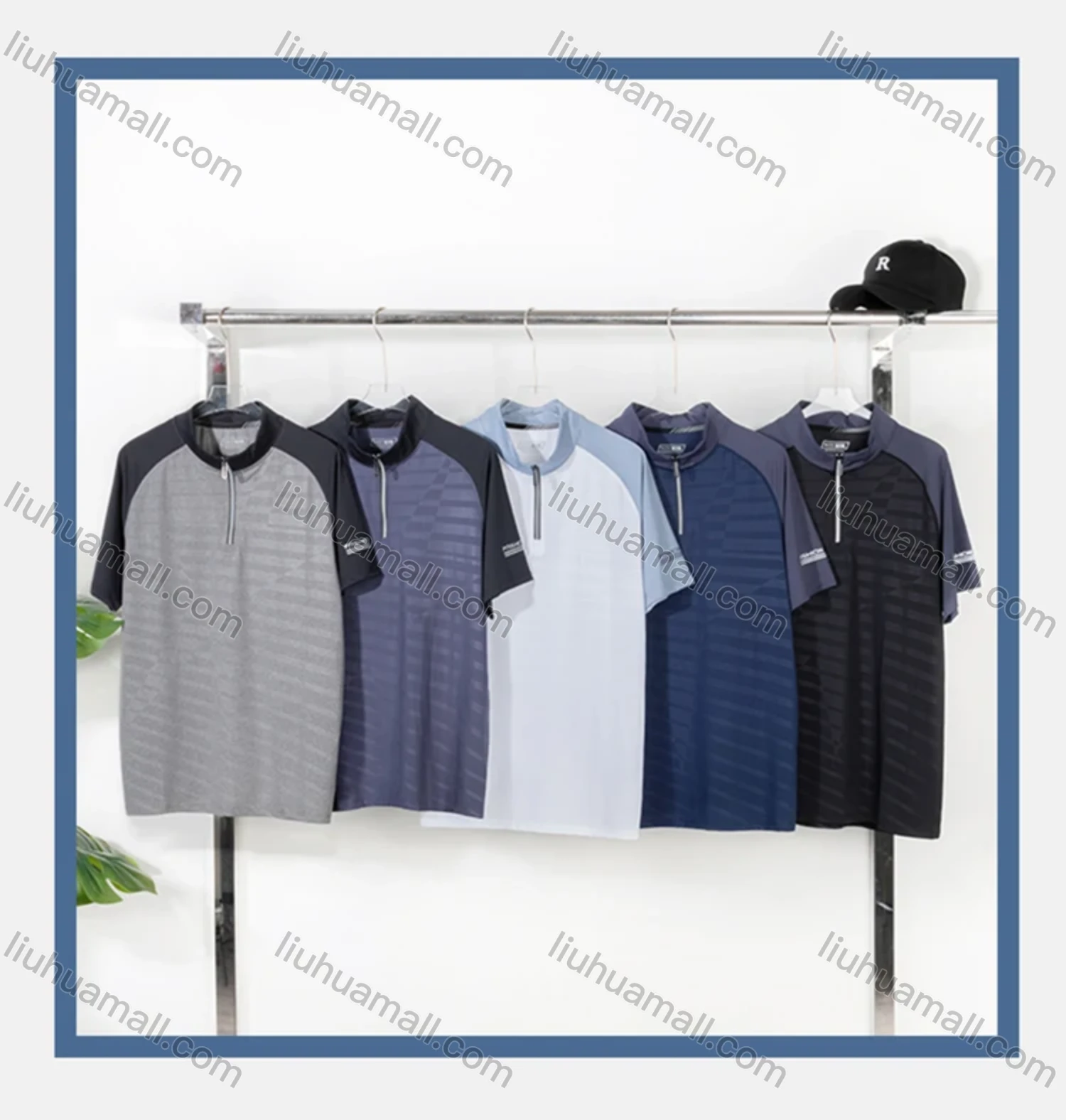 Wholesale Men's Athletic Stand Collar Short Sleeve Quarter Zipper Running Tops - Liuhuamall