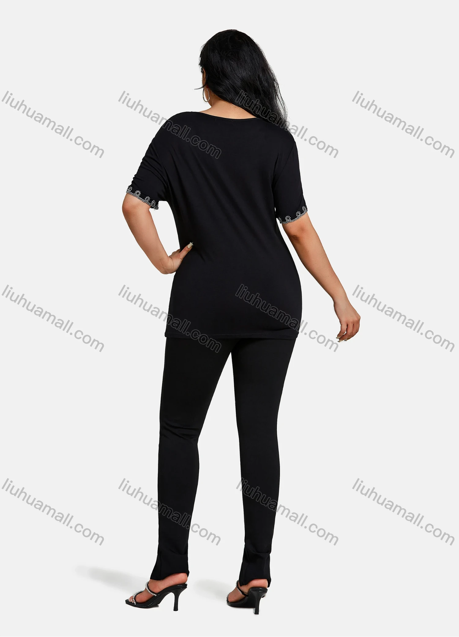 Wholesale Women's Elegant Round Neck Floral Embroidery Short Sleeve T-Shirt - Liuhuamall