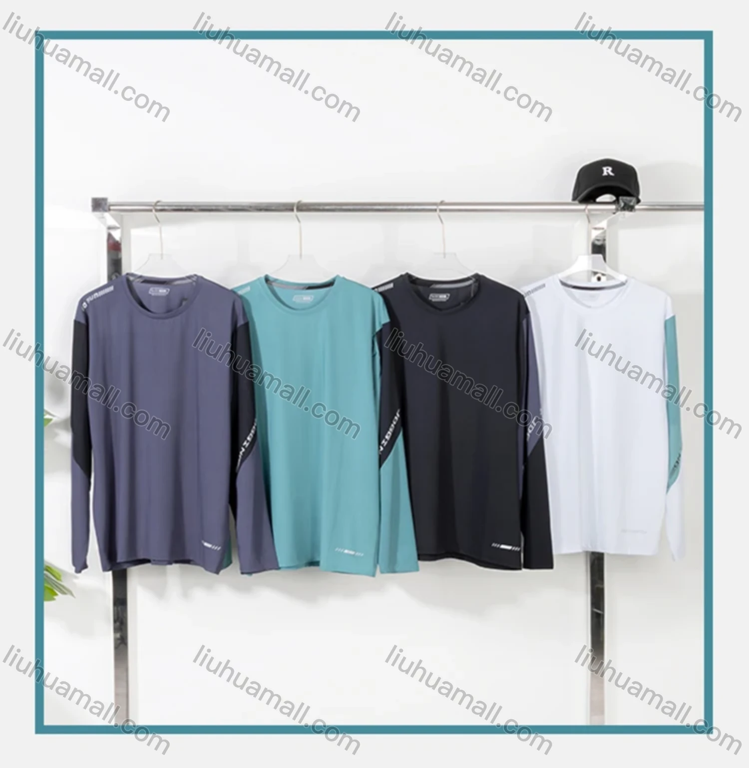 Wholesale Men's Athletic Long Sleeve Colorblock Running T-shirts - Liuhuamall