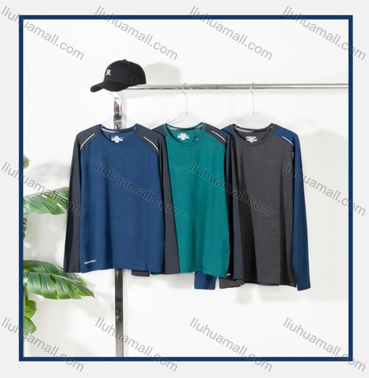 Wholesale Men's Athletic Long Sleeve Colorblock Running T-shirts - Liuhuamall