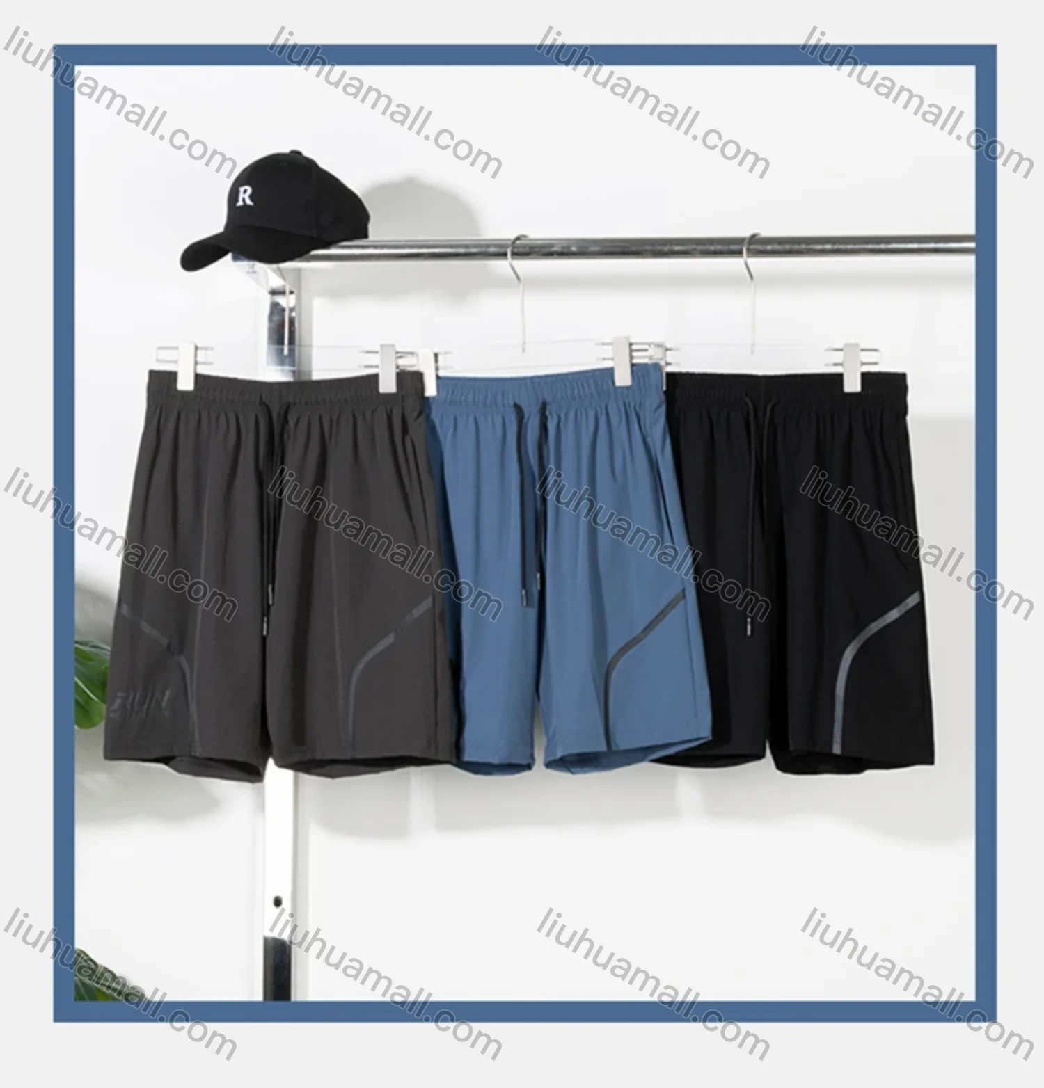 Wholesale Men's Athletic Letter Print Patch Pocket Drawstring Running Shorts - Liuhuamall