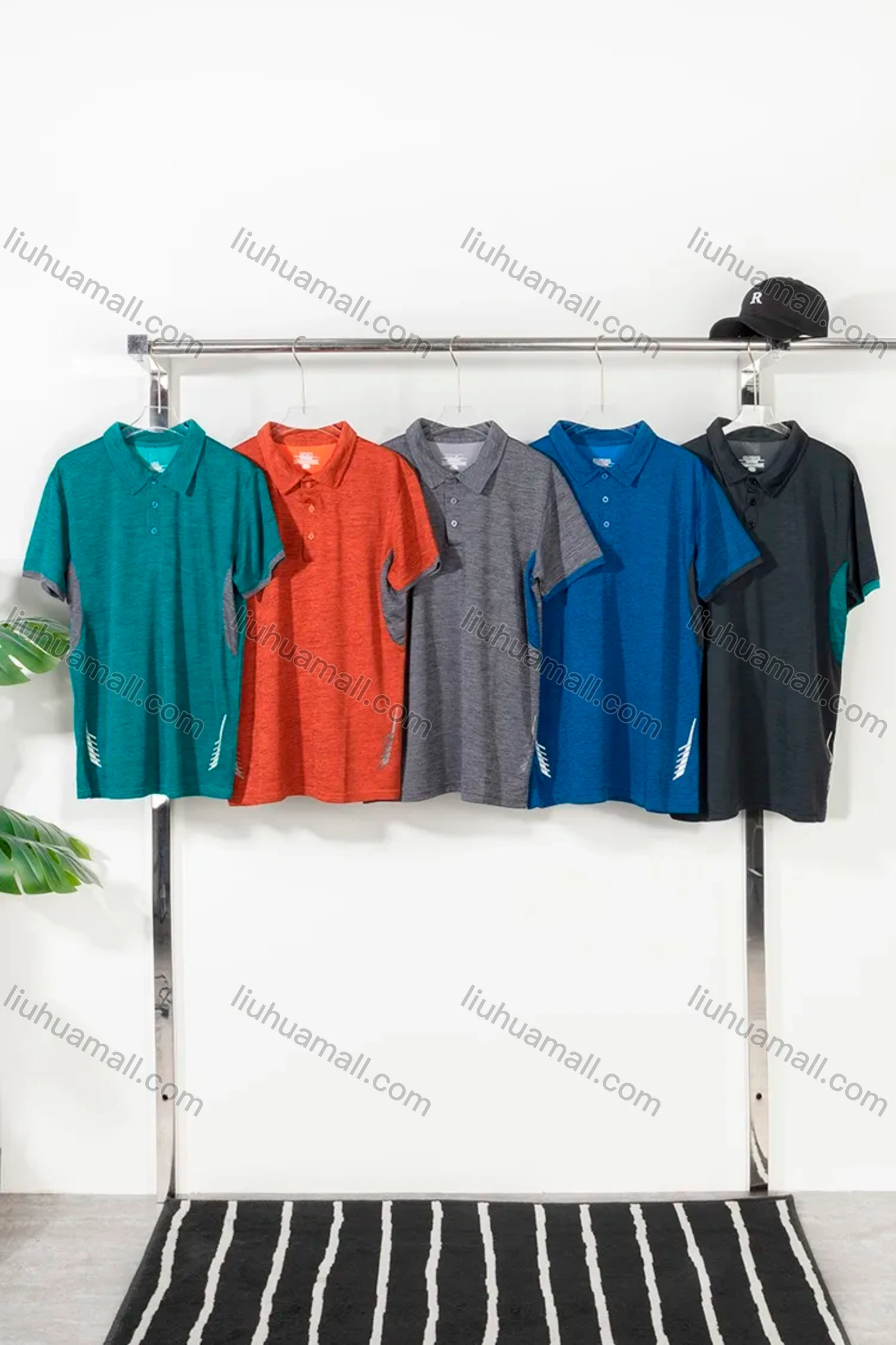 Wholesale Men's Athletic Colorblock Running Polo Shirts - Liuhuamall