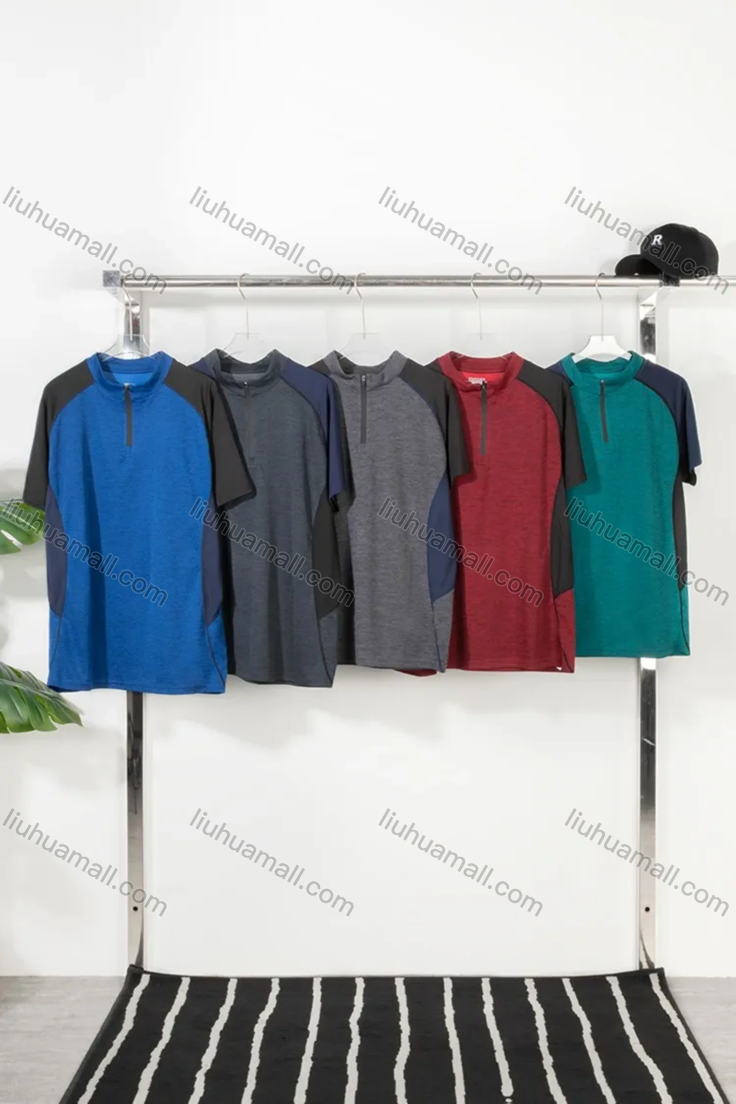 Wholesale Men's Athletic Short Sleeve Quarter Zipper Running Tops - Liuhuamall