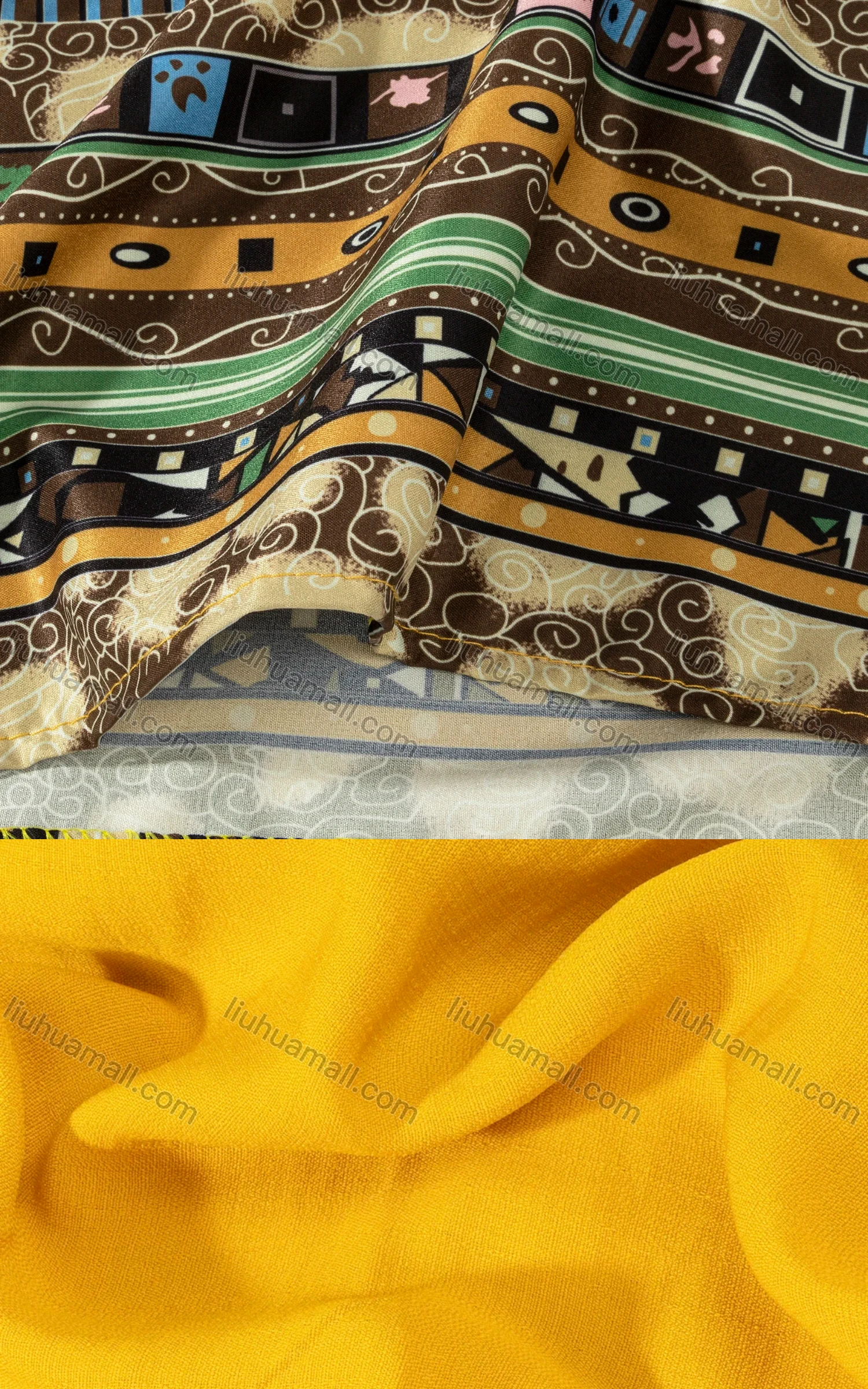 Wholesale Woman's Linen Scoop Neck Short Sleeve Top Tribal Splicing Tunic 3023# - Liuhuamall