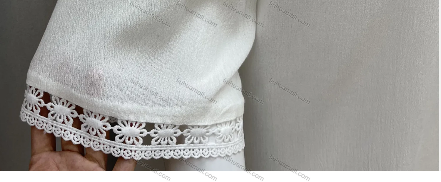 Wholesale Women's V Neck Half Sleeve Guipure Lace Plain Casual Top - Liuhuamall