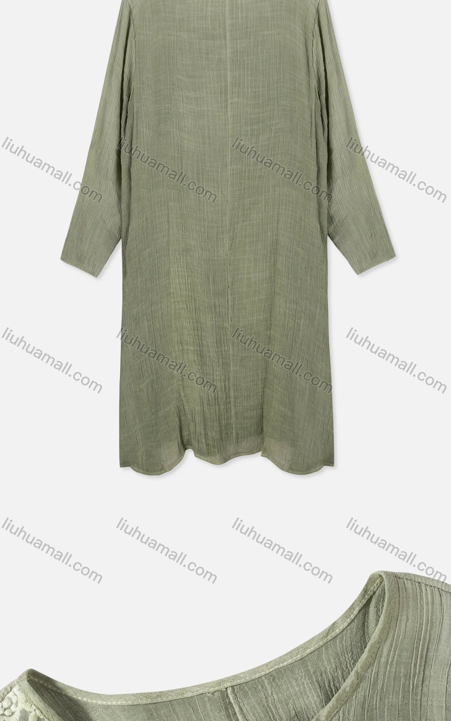 Wholesale Woman's Casual Crew Neck Long Sleeve Splicing Embroidered Floral Print Dress 02# - Liuhuamall