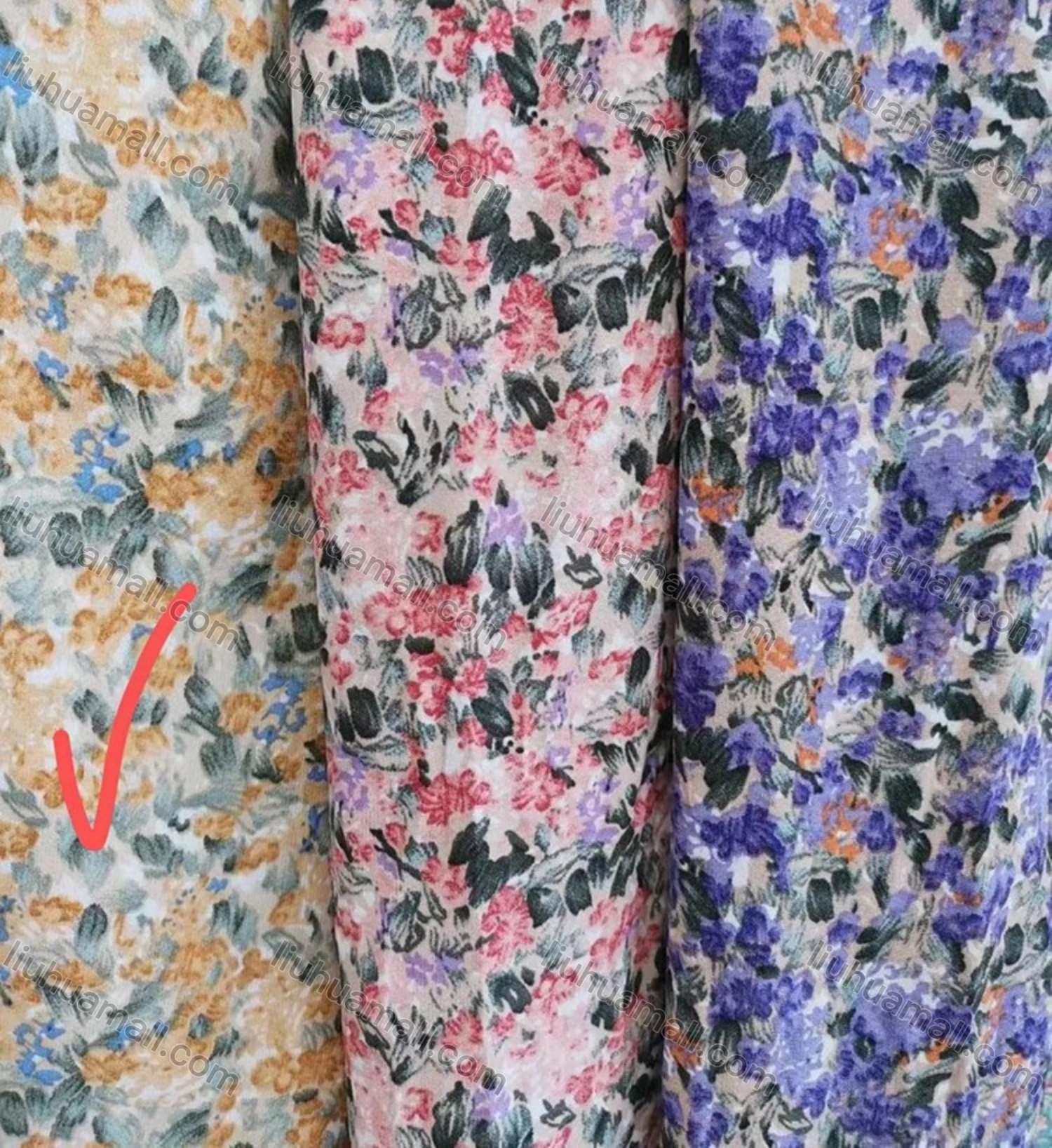 Wholesale Women's Casual 3/4 Sleeve Ruffle Trim Floral Print Dress - Liuhuamall