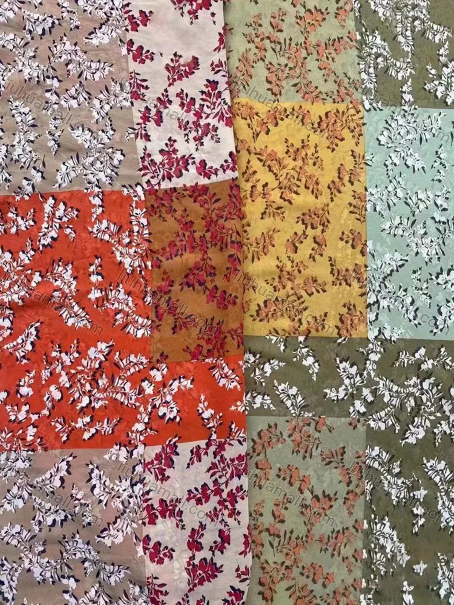 Wholesale Women's V Neck Floral Print Patchwork Layered Hem Casual Dress - Liuhuamall