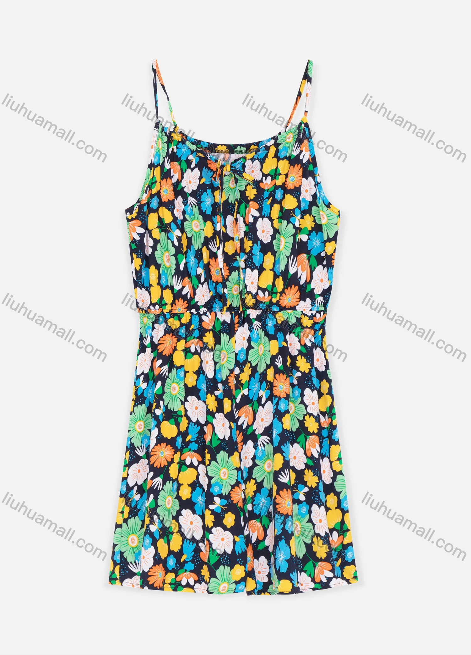 Wholesale Women's Spaghetti Strap Floral Print Cami Short Dress - Liuhuamall