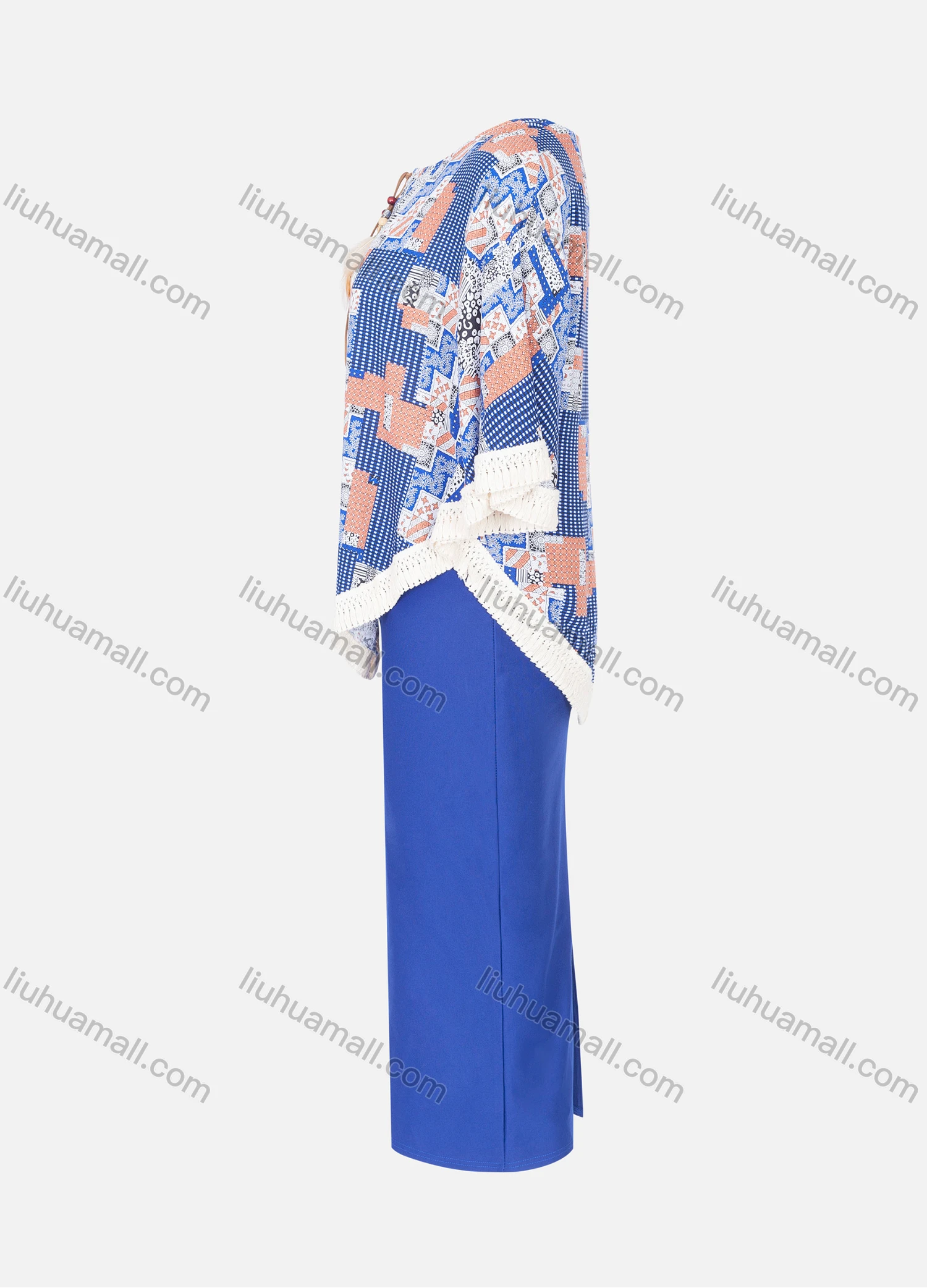 Wholesale Women's Elegant Patchwork Splicing Pencil Skirt 2 Piece Set - Liuhuamall