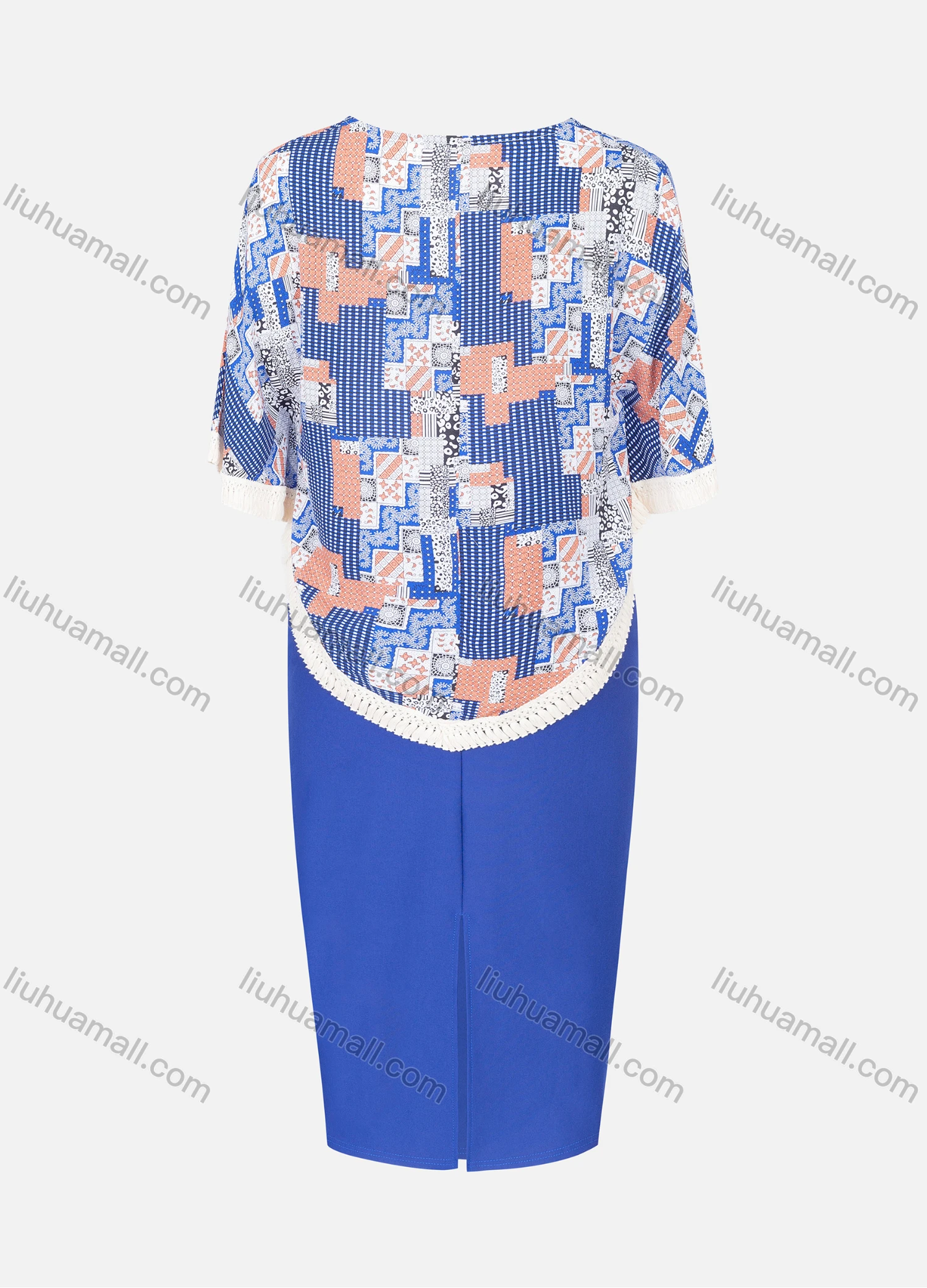 Wholesale Women's Elegant Patchwork Splicing Pencil Skirt 2 Piece Set - Liuhuamall