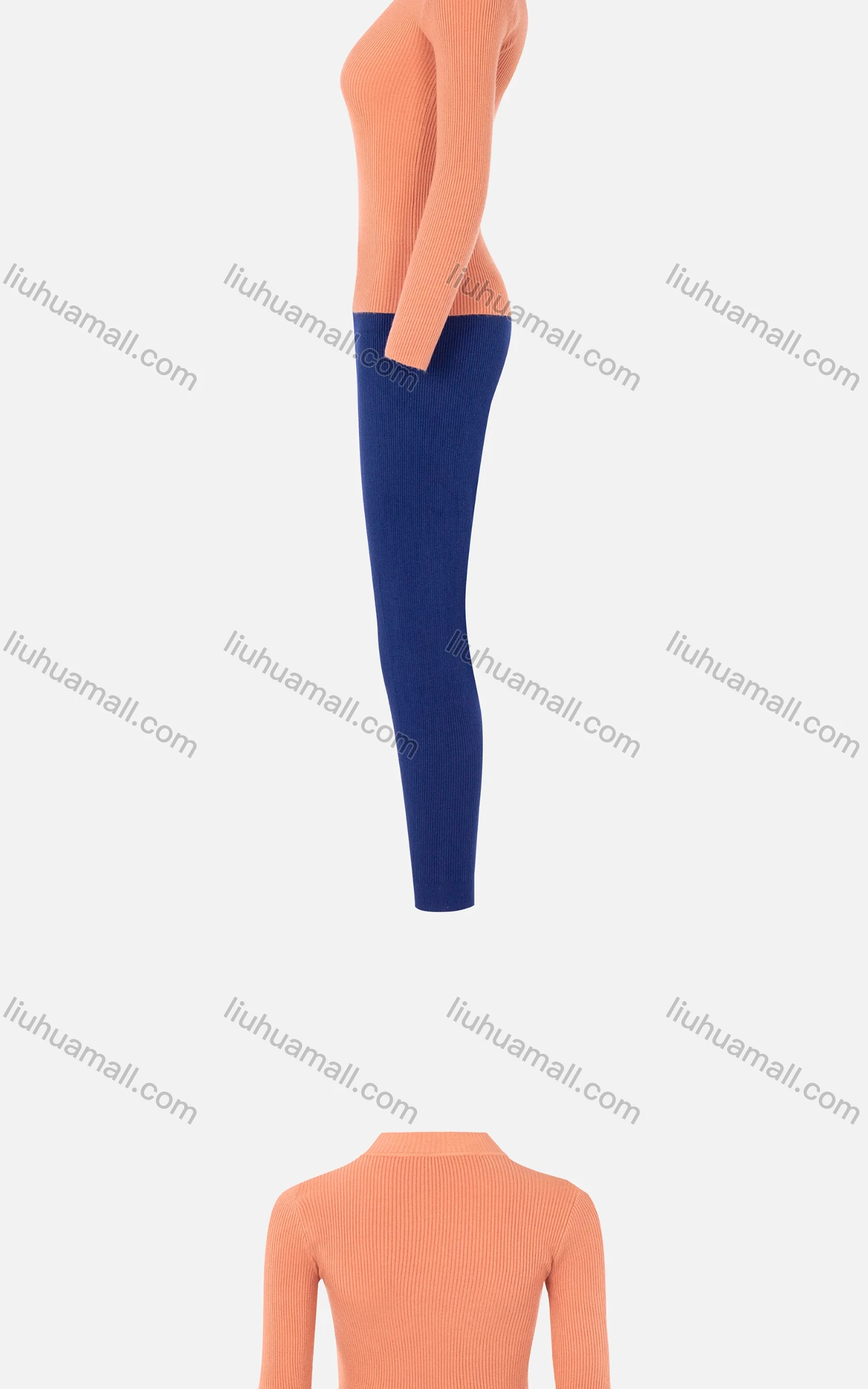 Wholesale Women's Mock Neck Plain Slim Sweater&Pant 2 Pieces Set 2289C-6301# - Liuhuamall