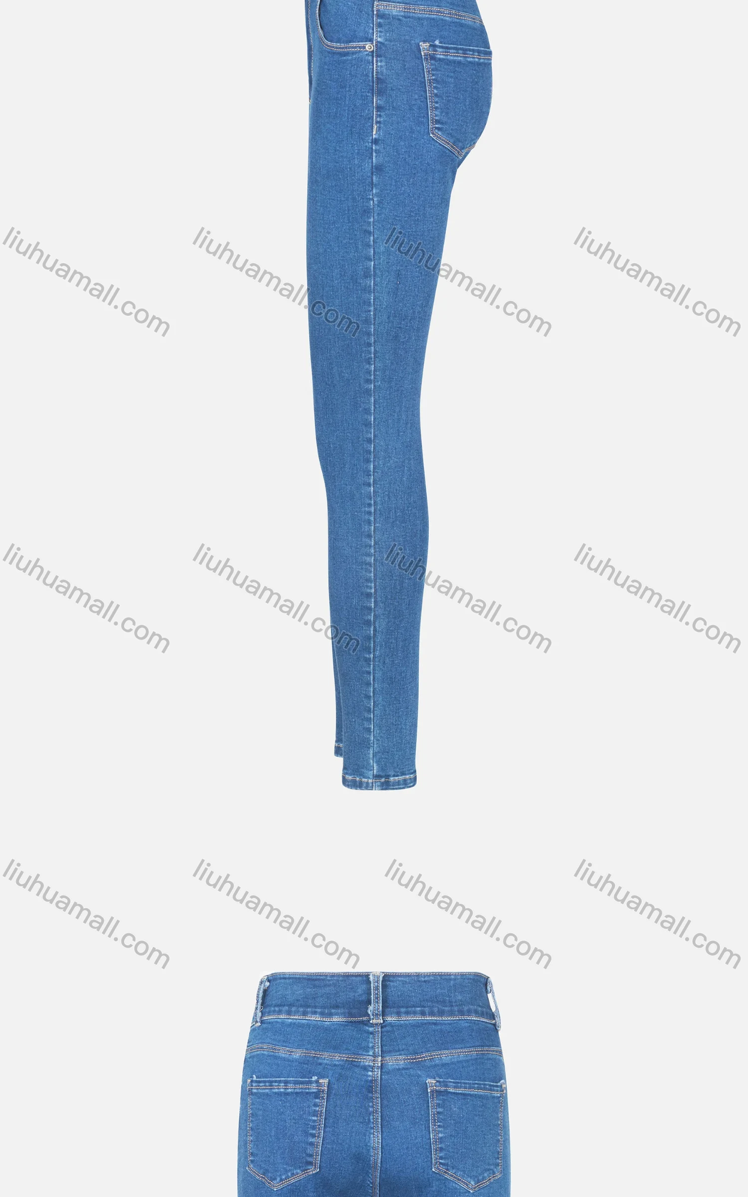 Wholesale Women's Casual Plain High Waist Button Closure Dual Pockets Skinny Jean - Liuhuamall