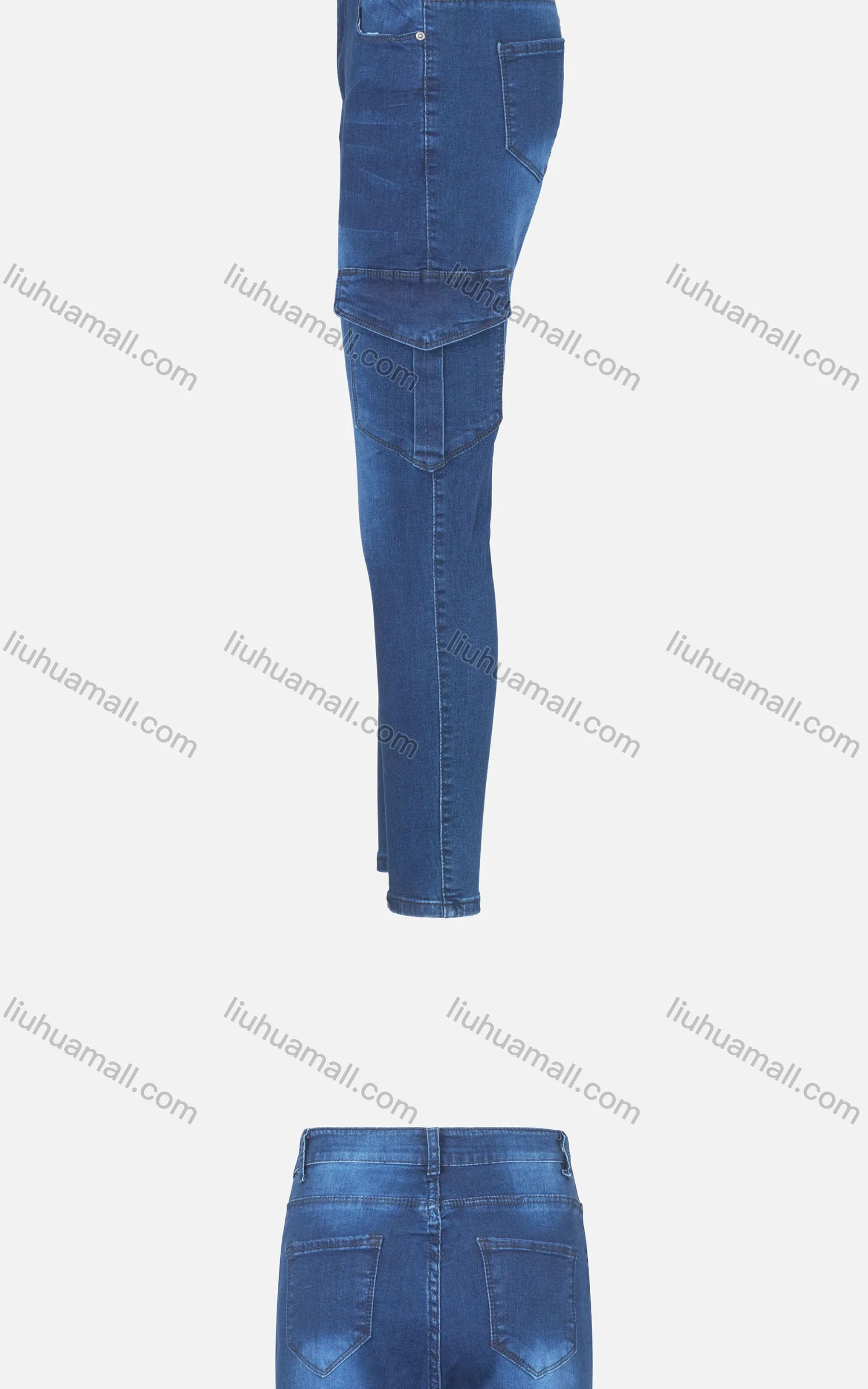 Wholesale Women's Casual Plain Distressed Button Closure Flap Pockets Skinny Jean - Liuhuamall