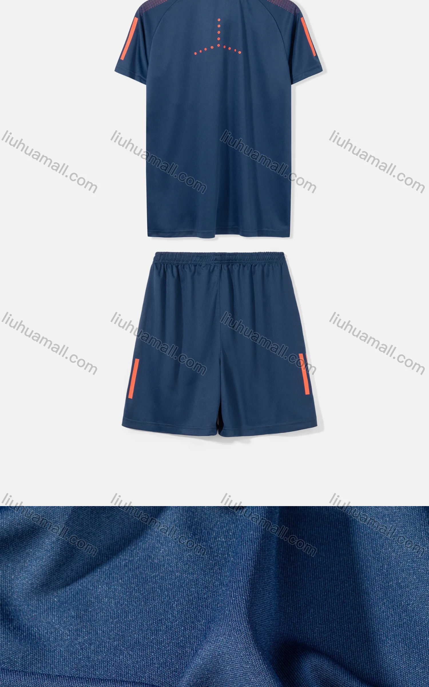 Wholesale Boys 2 Piece Outfits Short Sleeve Polo Shirt Football Zipper Pockets Quick Dry Breathable Sports Set - Liuhuamall