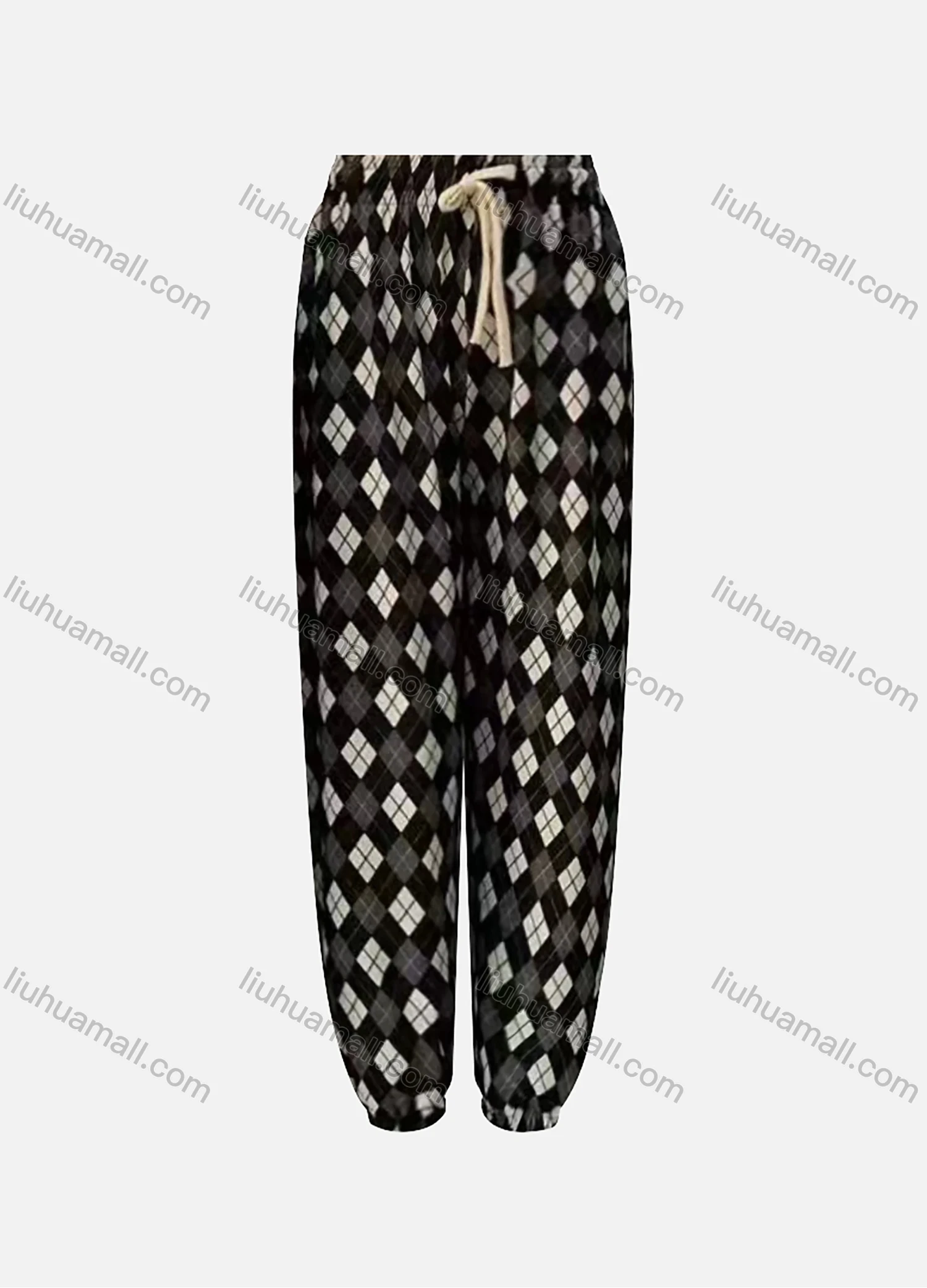 Wholesale Women's High Waist Drawstring Allover Print Casual Carrot Pants - Liuhuamall