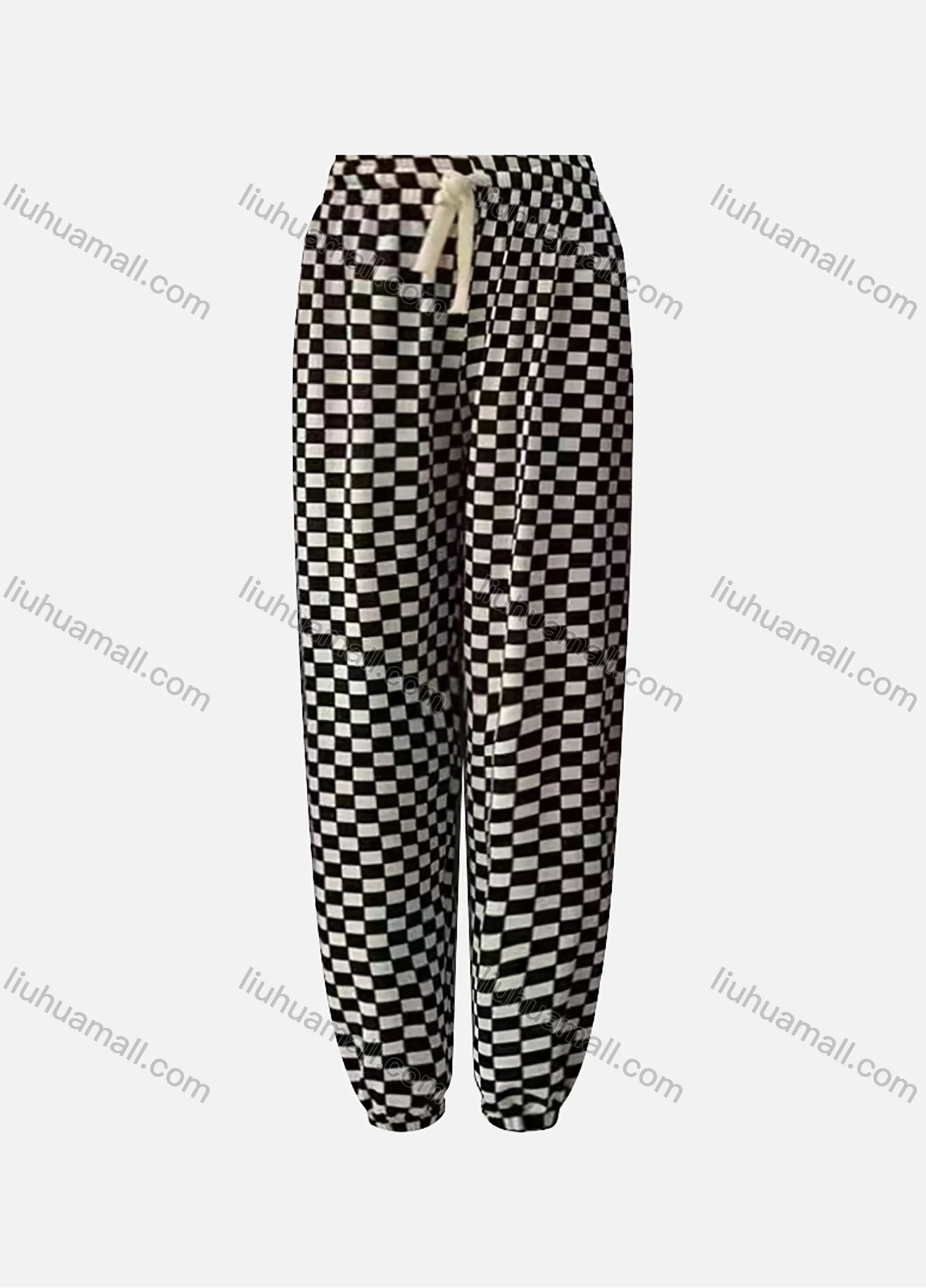 Wholesale Women's High Waist Drawstring Allover Print Casual Carrot Pants - Liuhuamall