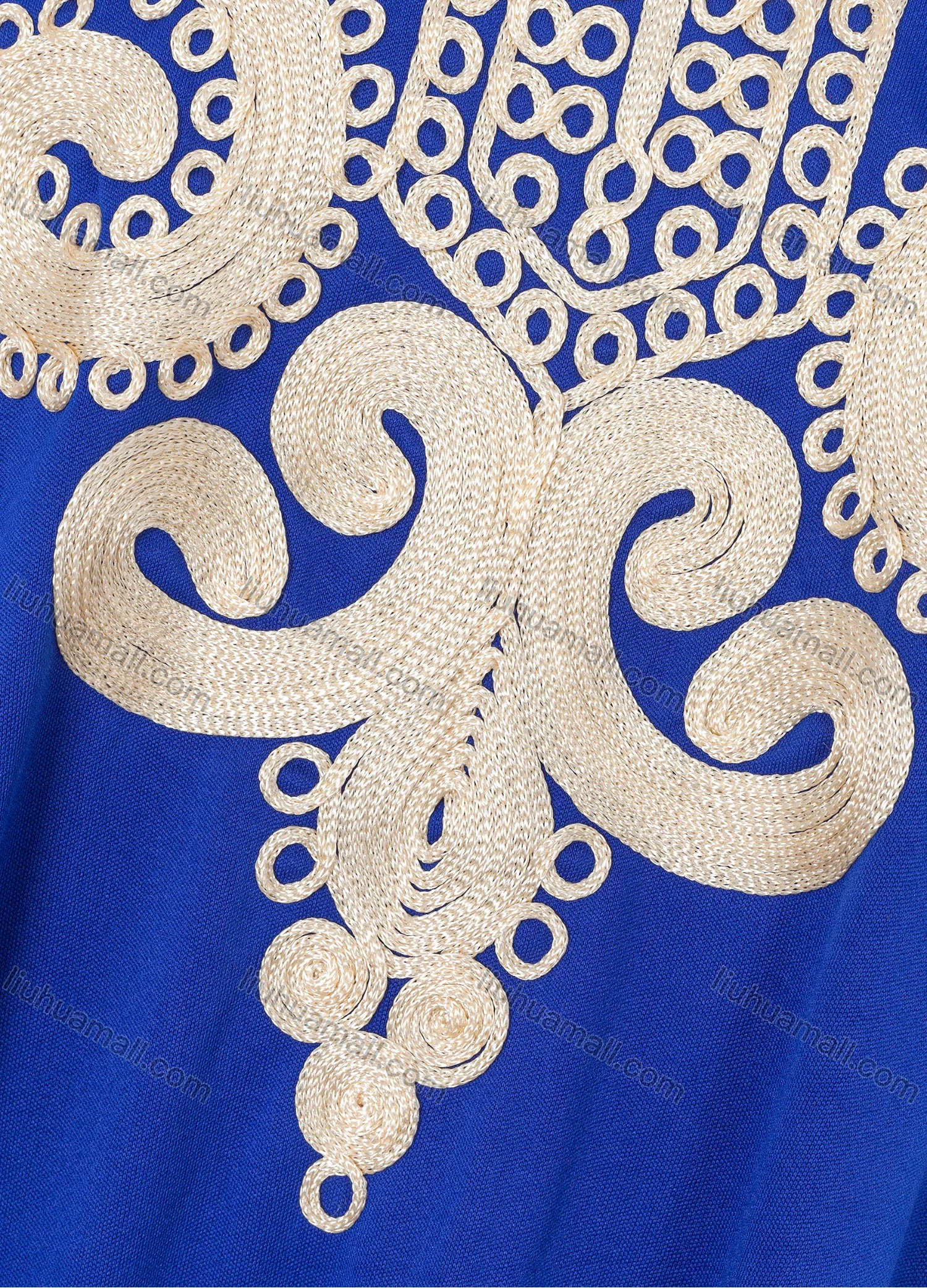 Wholesale Women's African Round Neck Short Sleeve Floral Embroidery Pullover Kaftan Dress - Liuhuamall