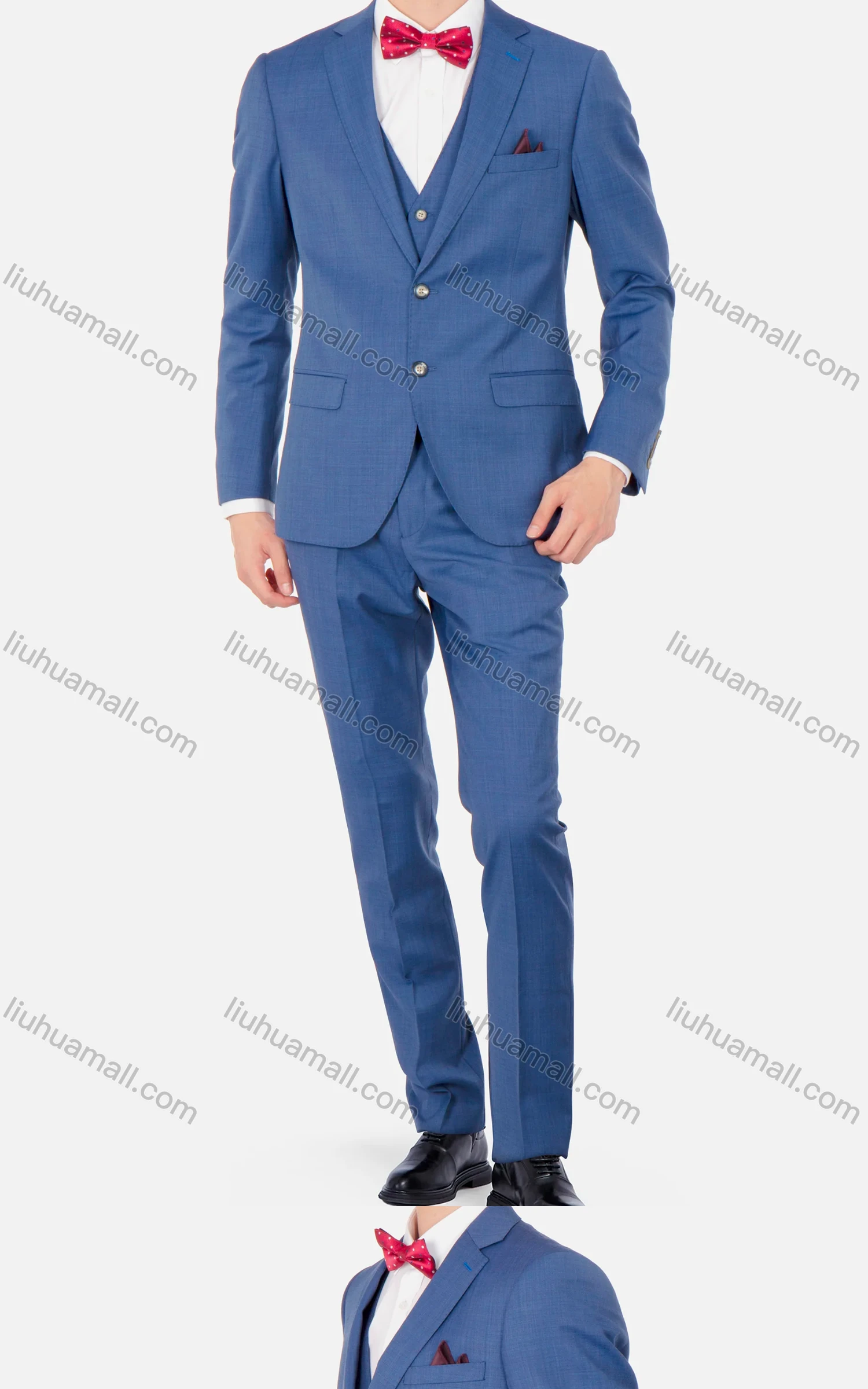 Wholesale Men's Fashion Long Sleeve Lapel Single Breasted Pockets Blazer & Vest & Pants 3 Piece Sets - Liuhuamall