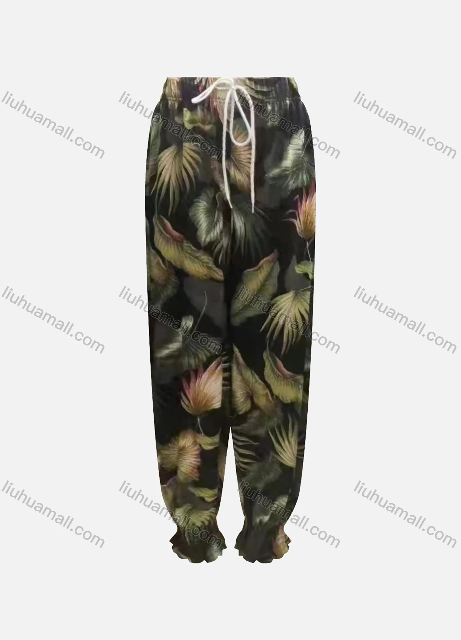 Wholesale Women's Casual Loose Fit Drawstring High Waist Pattern Carrot Pants - Liuhuamall