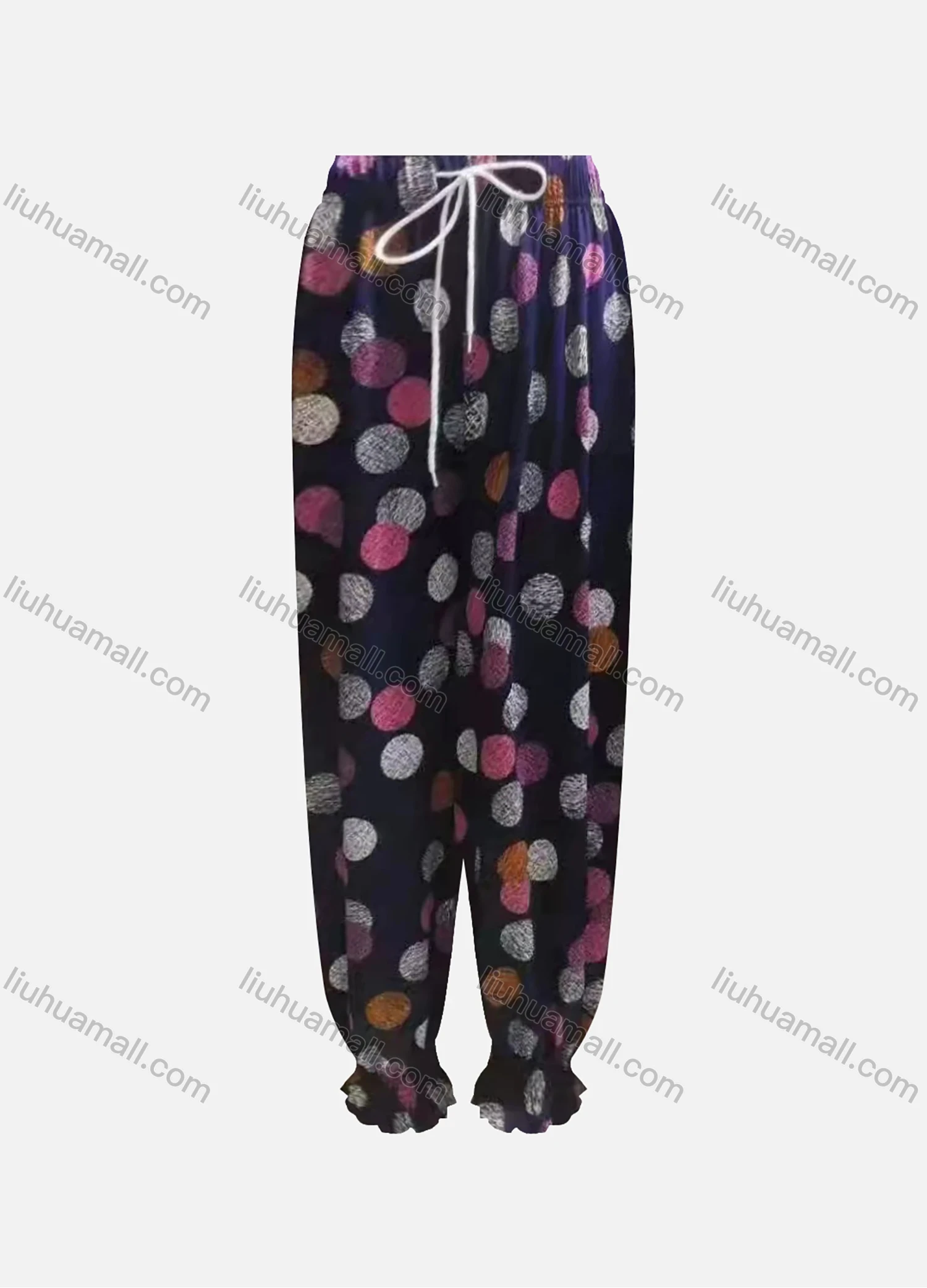 Wholesale Women's Casual Loose Fit Drawstring High Waist Pattern Carrot Pants - Liuhuamall