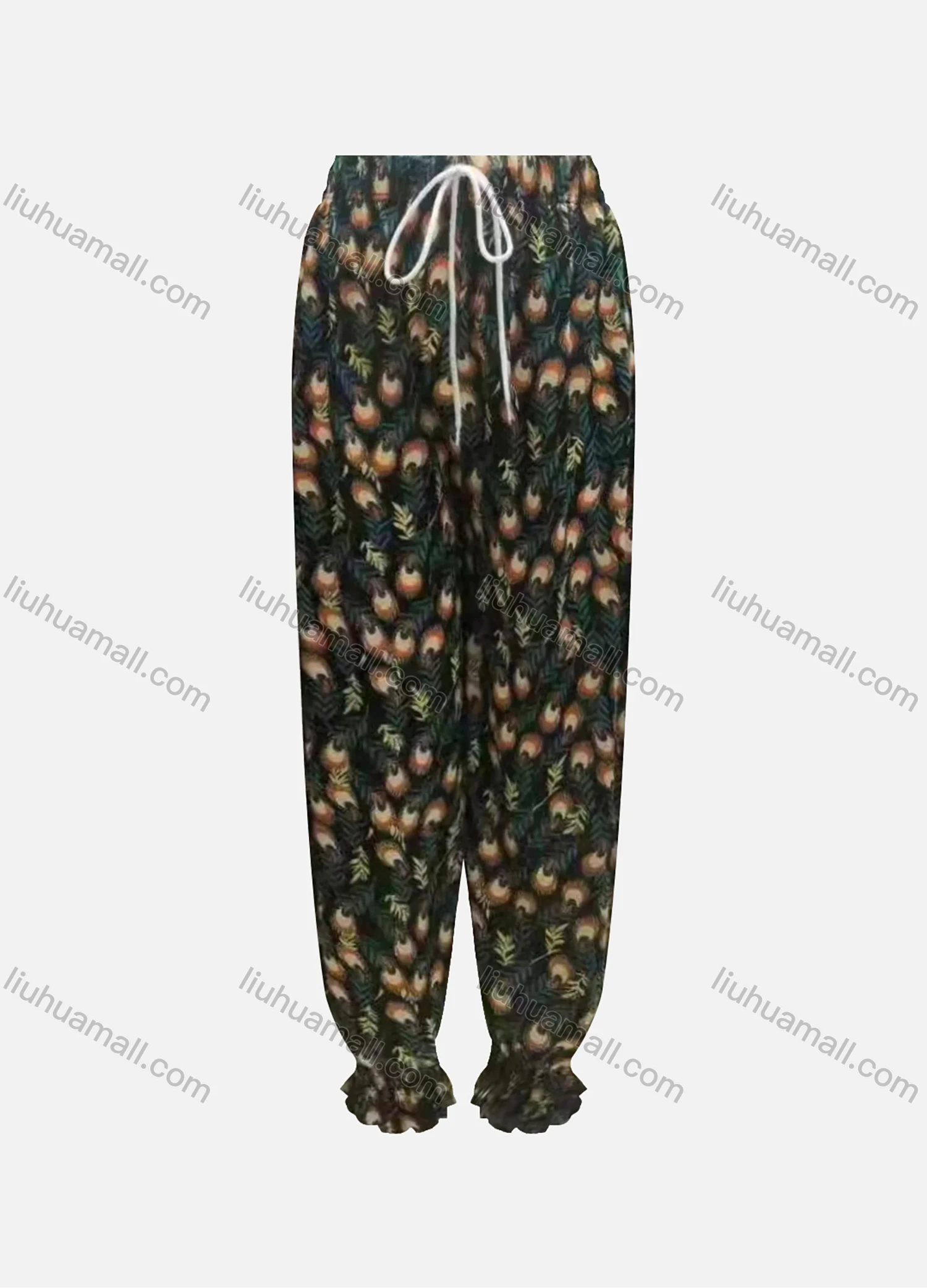 Wholesale Women's Casual Loose Fit Drawstring High Waist Pattern Carrot Pants - Liuhuamall