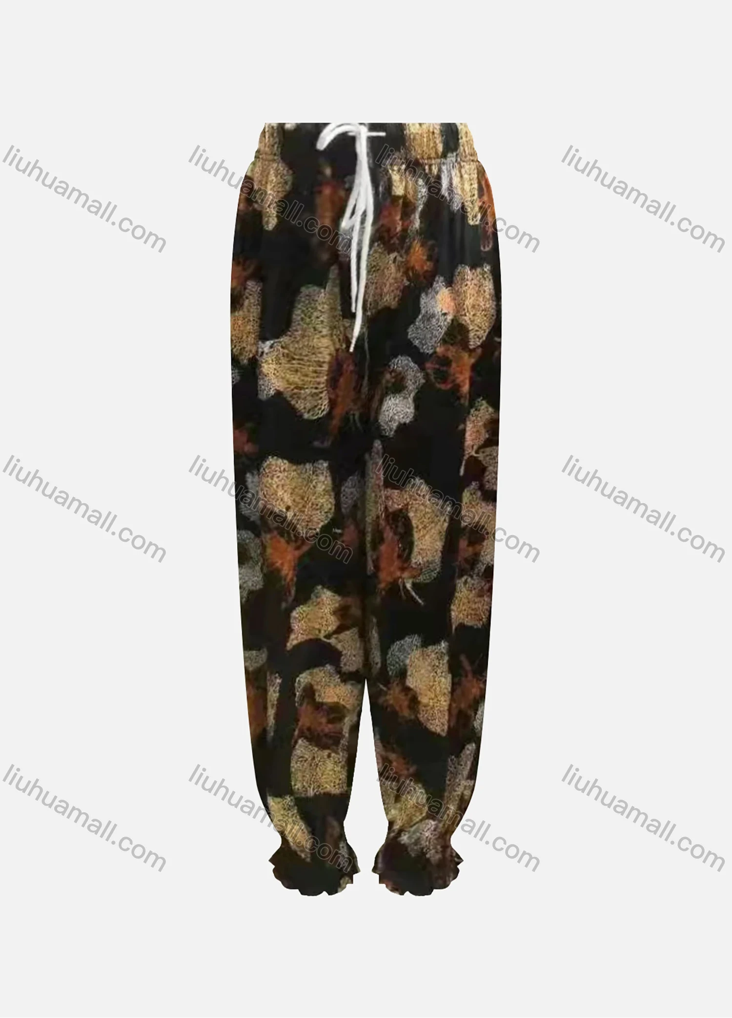 Wholesale Women's Casual Loose Fit Drawstring High Waist Pattern Carrot Pants - Liuhuamall