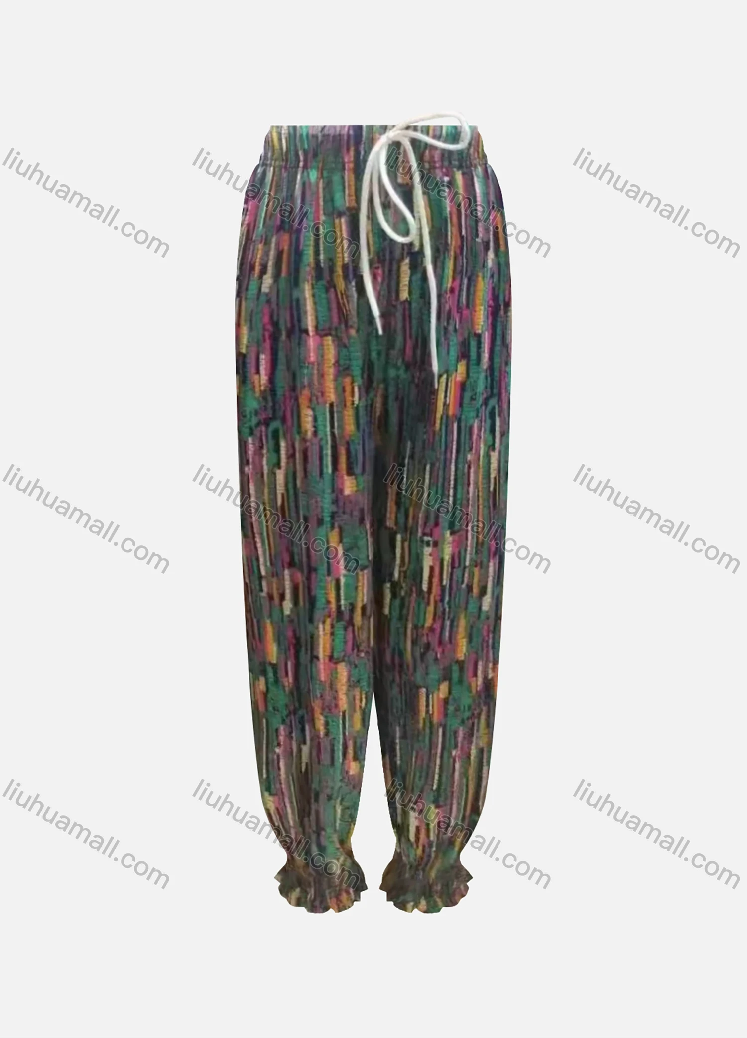 Wholesale Women's Casual Loose Fit Drawstring High Waist Pattern Carrot Pants - Liuhuamall