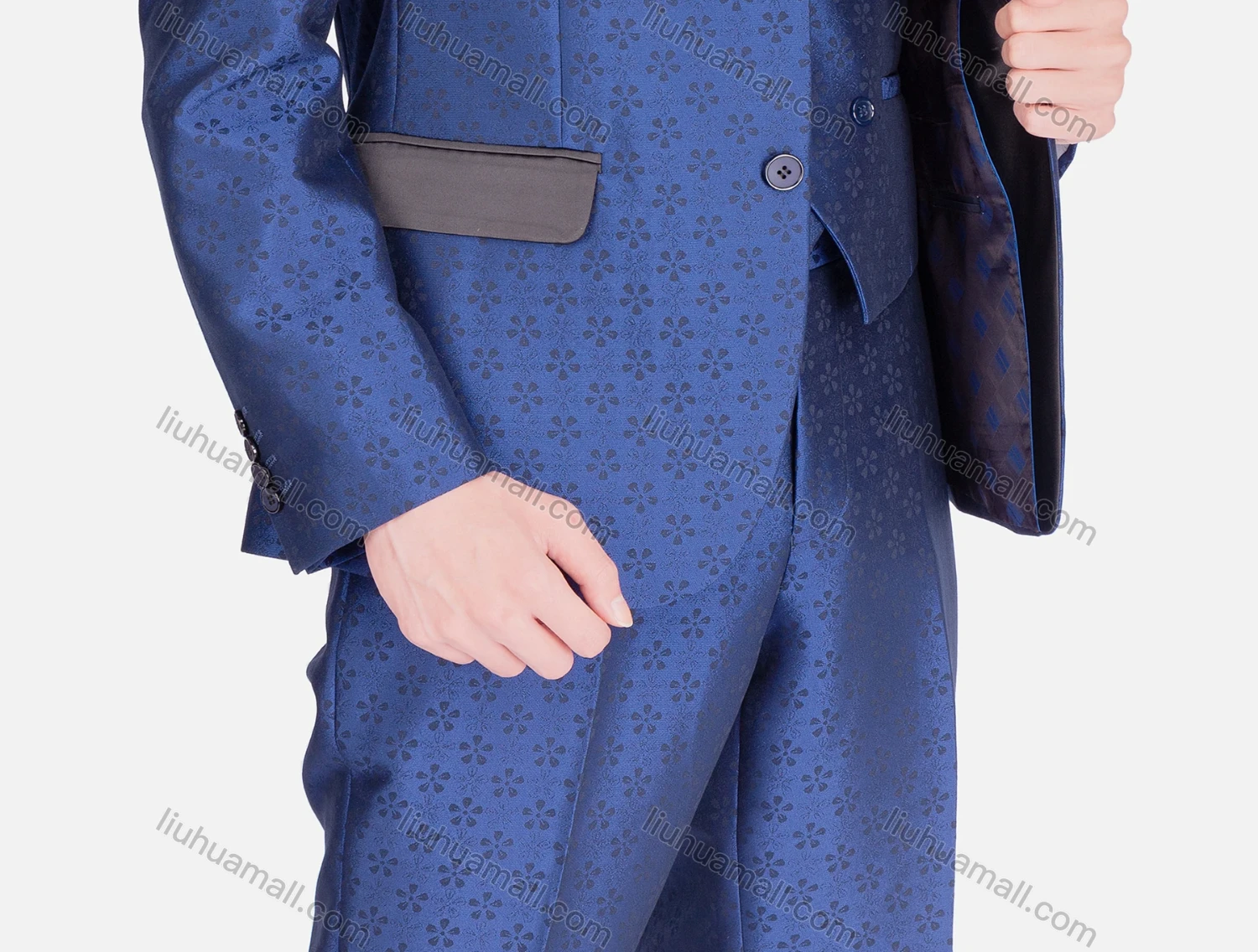 Wholesale Men's Business Single Breasted Floral Print Lapel Contrast Party Blazer & Vest & Pants 3 Piece Sets - Liuhuamall