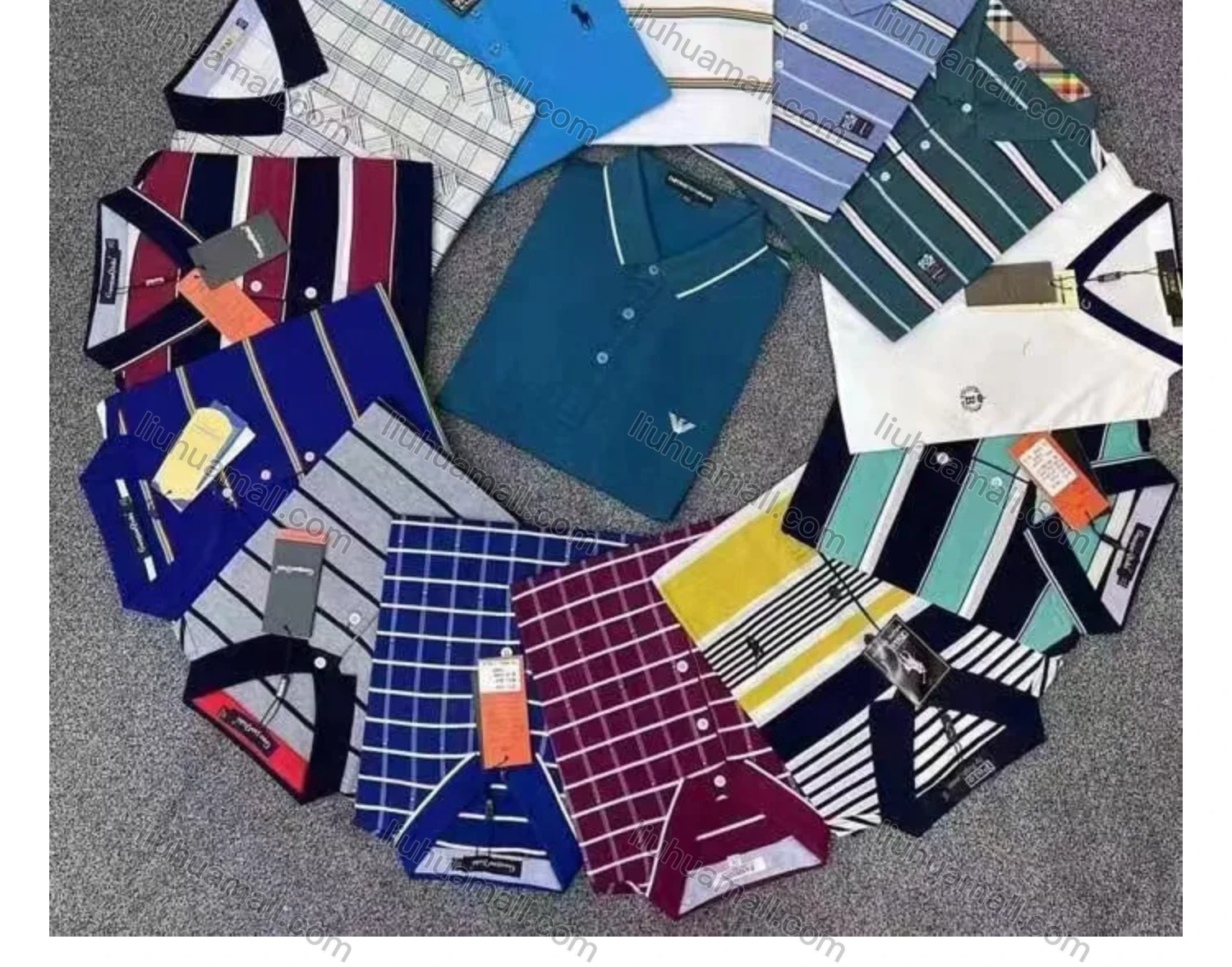 Wholesale Men's Casual Plaid Print Patch Pocket Polo Shirt - Liuhuamall