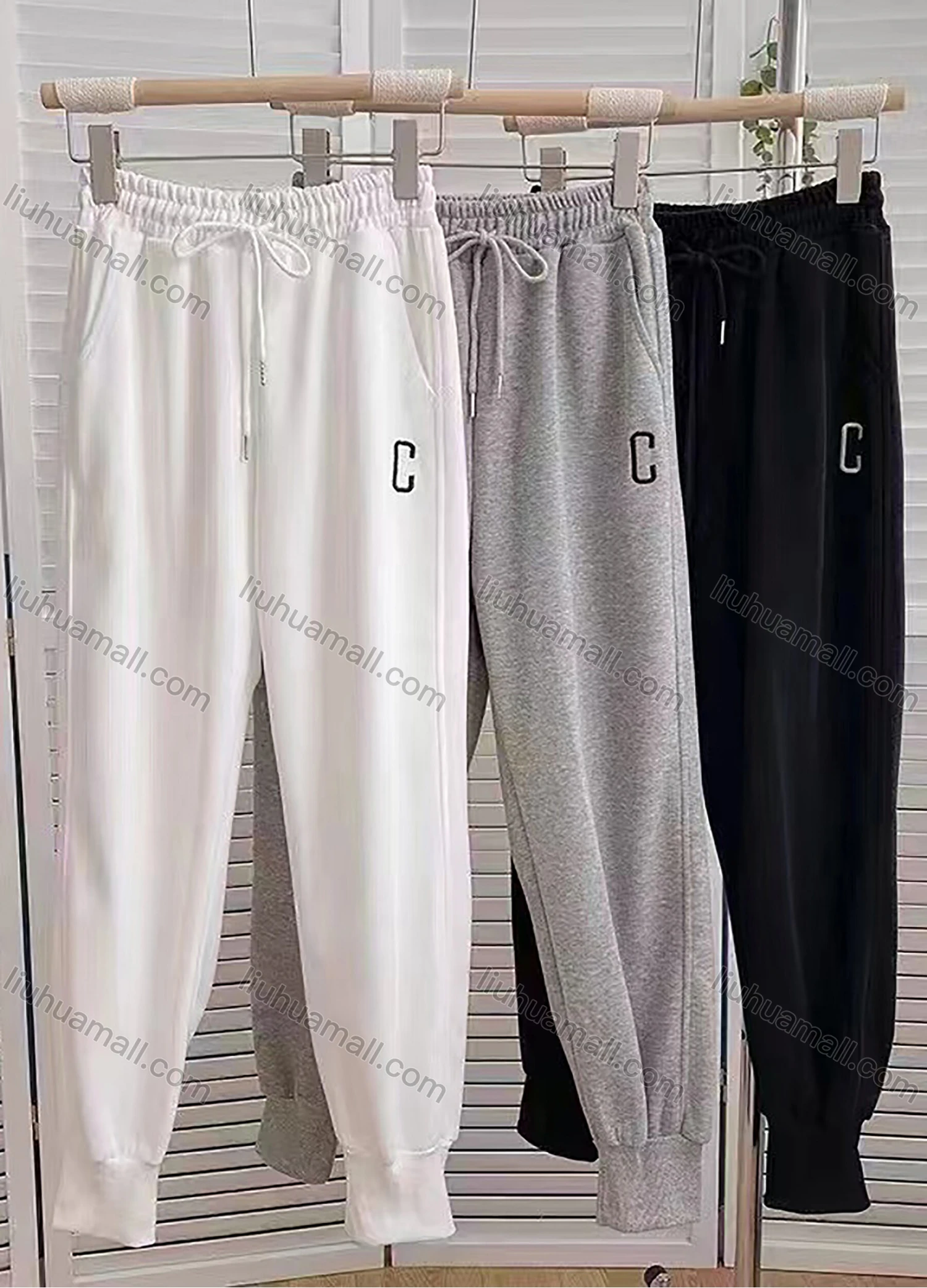 Wholesale Women's Sporty Letter Print High Waist Dual Pockets Drawstring Sweatpant - Liuhuamall