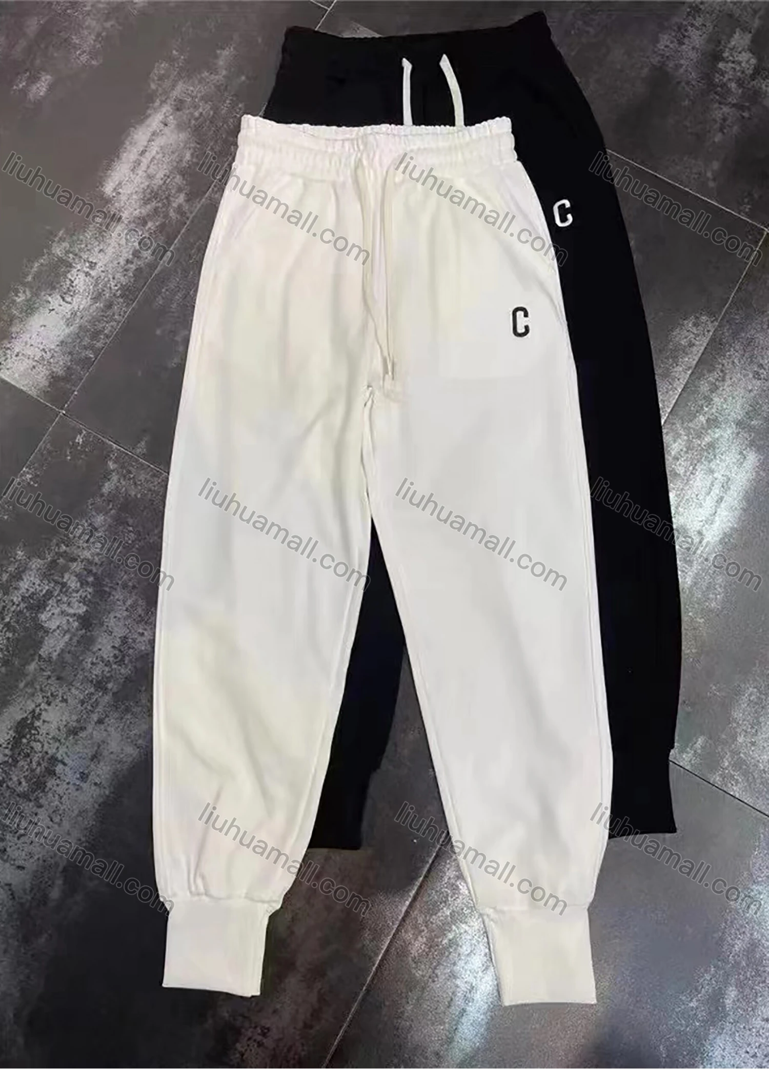 Wholesale Women's Sporty Letter Print High Waist Dual Pockets Drawstring Sweatpant - Liuhuamall